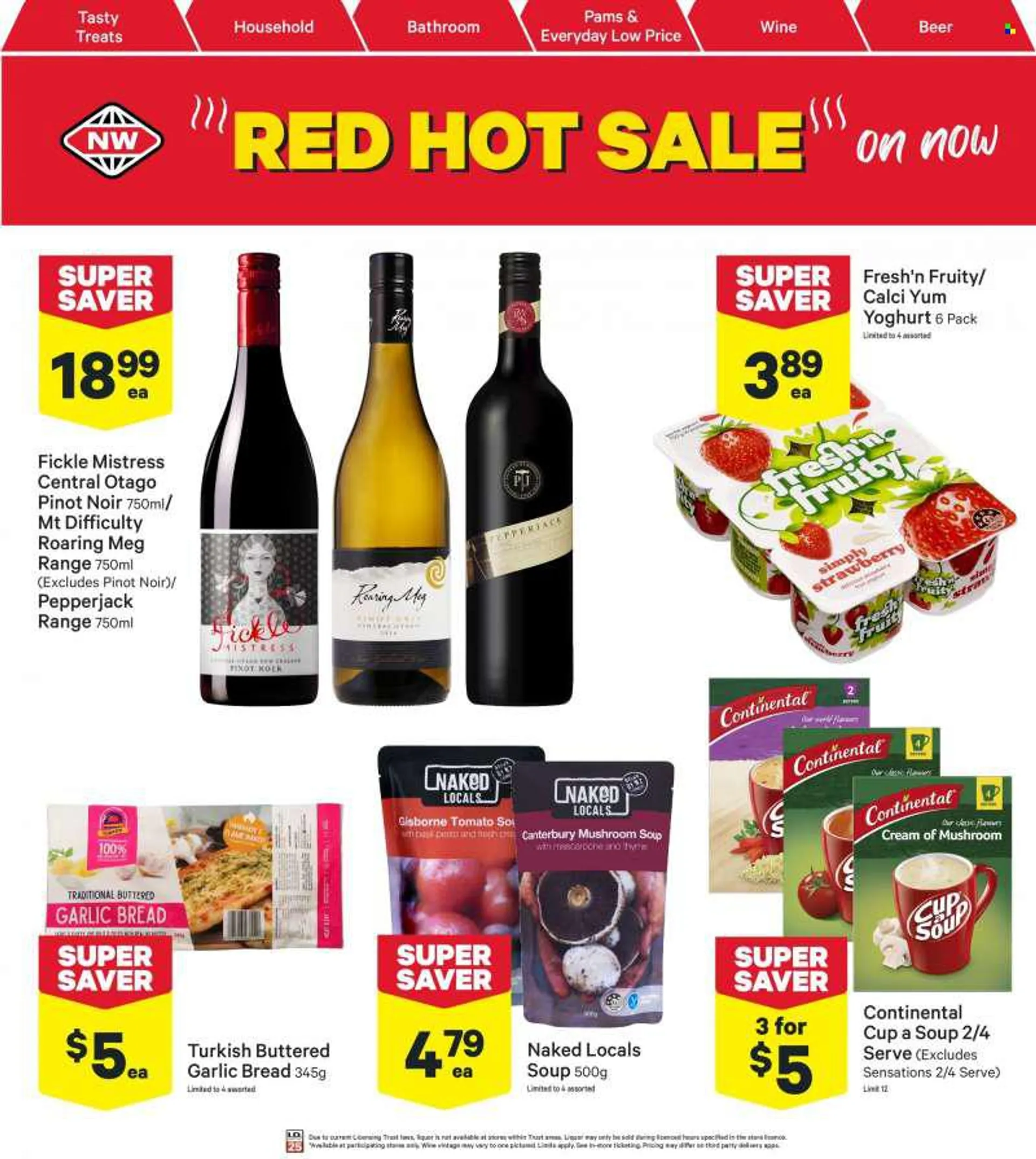 New World mailer - 15.08.2022 - 21.08.2022 - Sales products - bread, soup, Continental, Pepper Jack cheese, yoghurt, Freshn Fruity, red wine, wine, Pinot Noir, beer. Page 2.