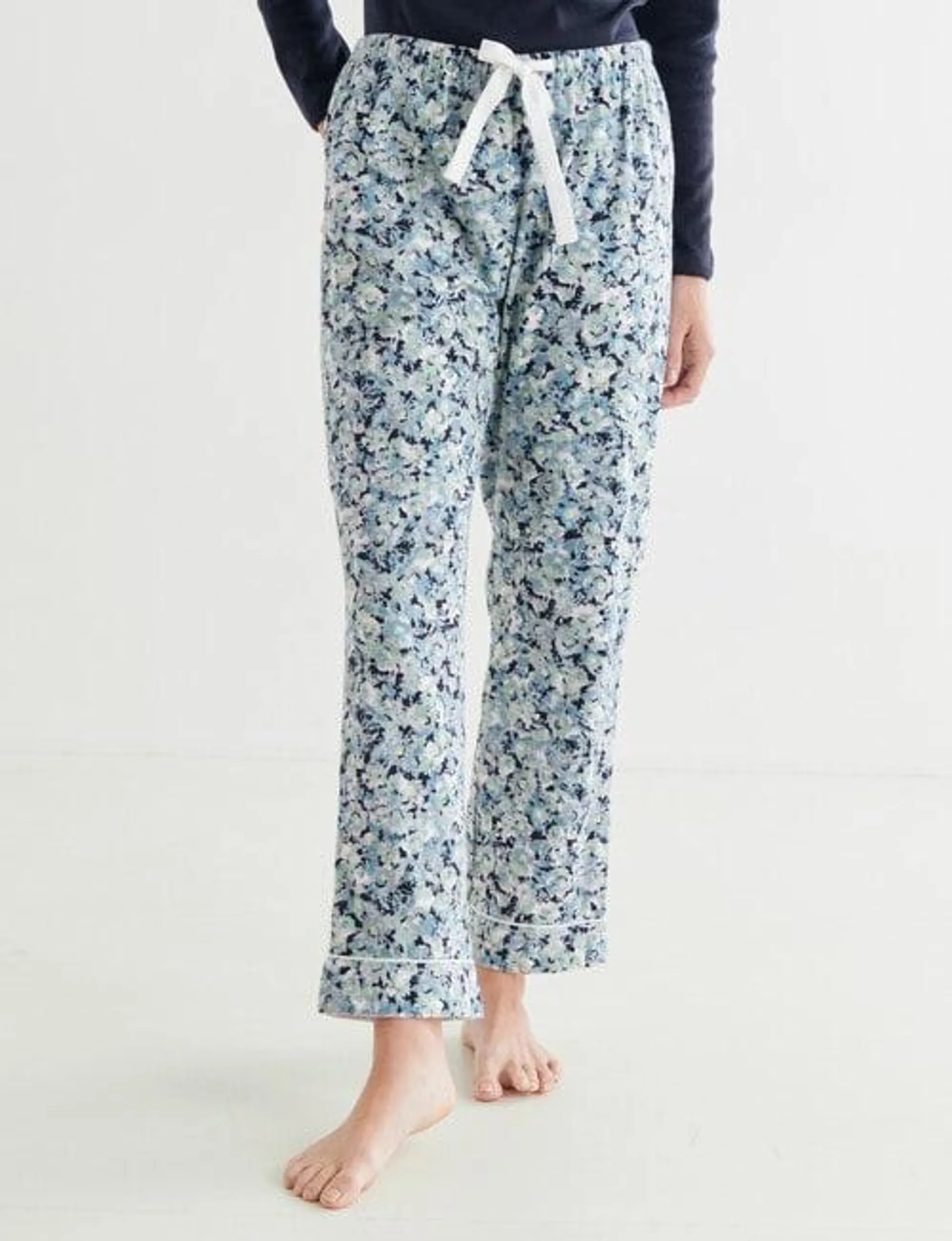 Whistle Sleep Flannel Pant, Aqua Botanical