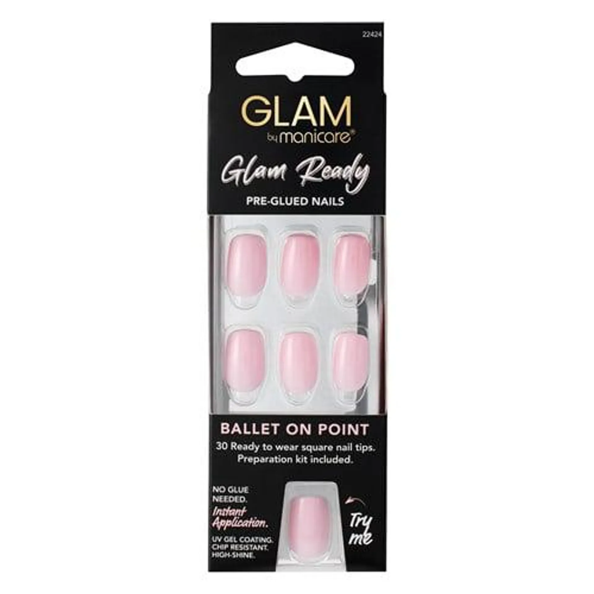 Glam by Manicare Glam Ready Pre-Glued Nails Ballet on Point 30pcs