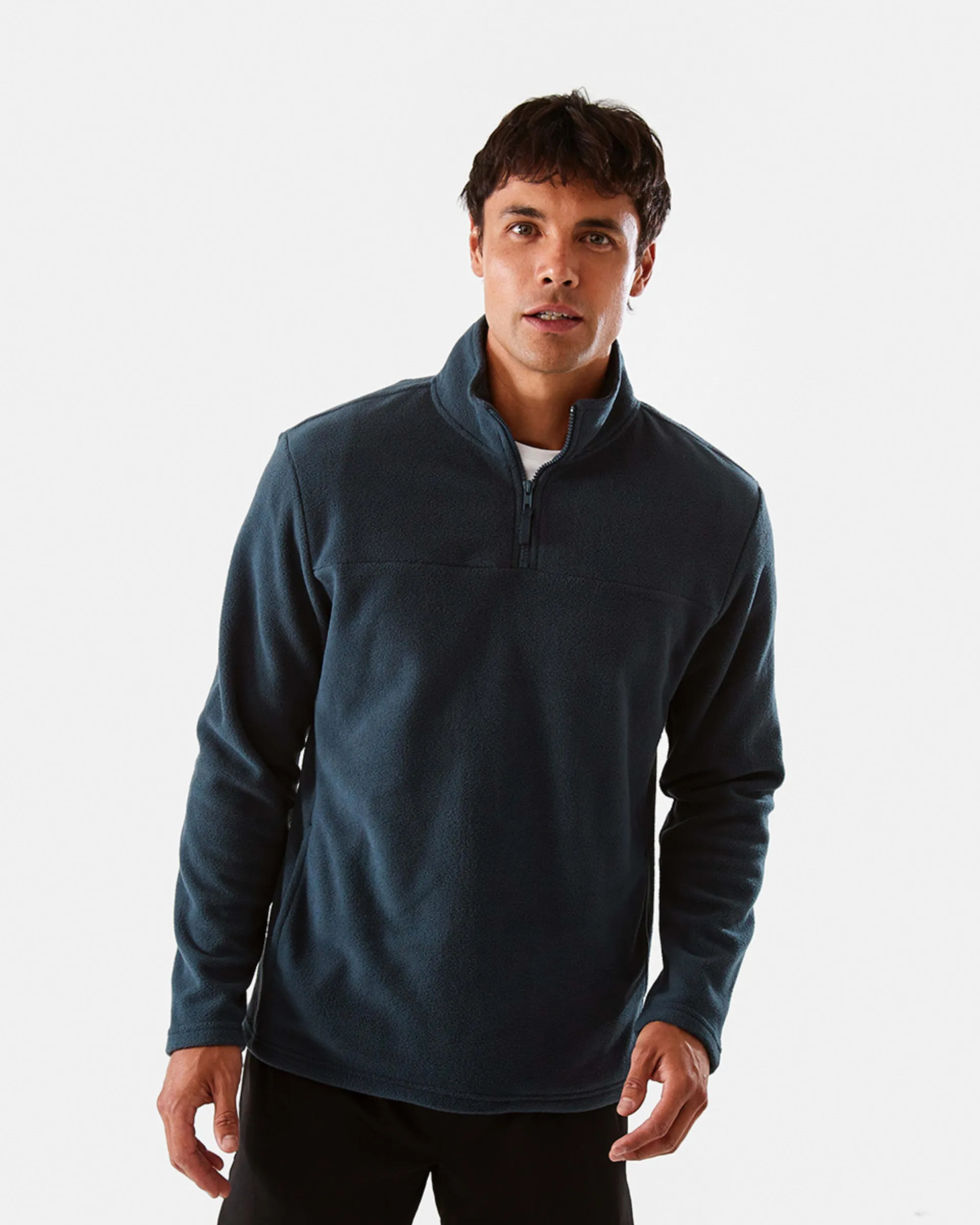 Active Mens Outdoor Polar Fleece Quarter Zip Long Sleeve Top