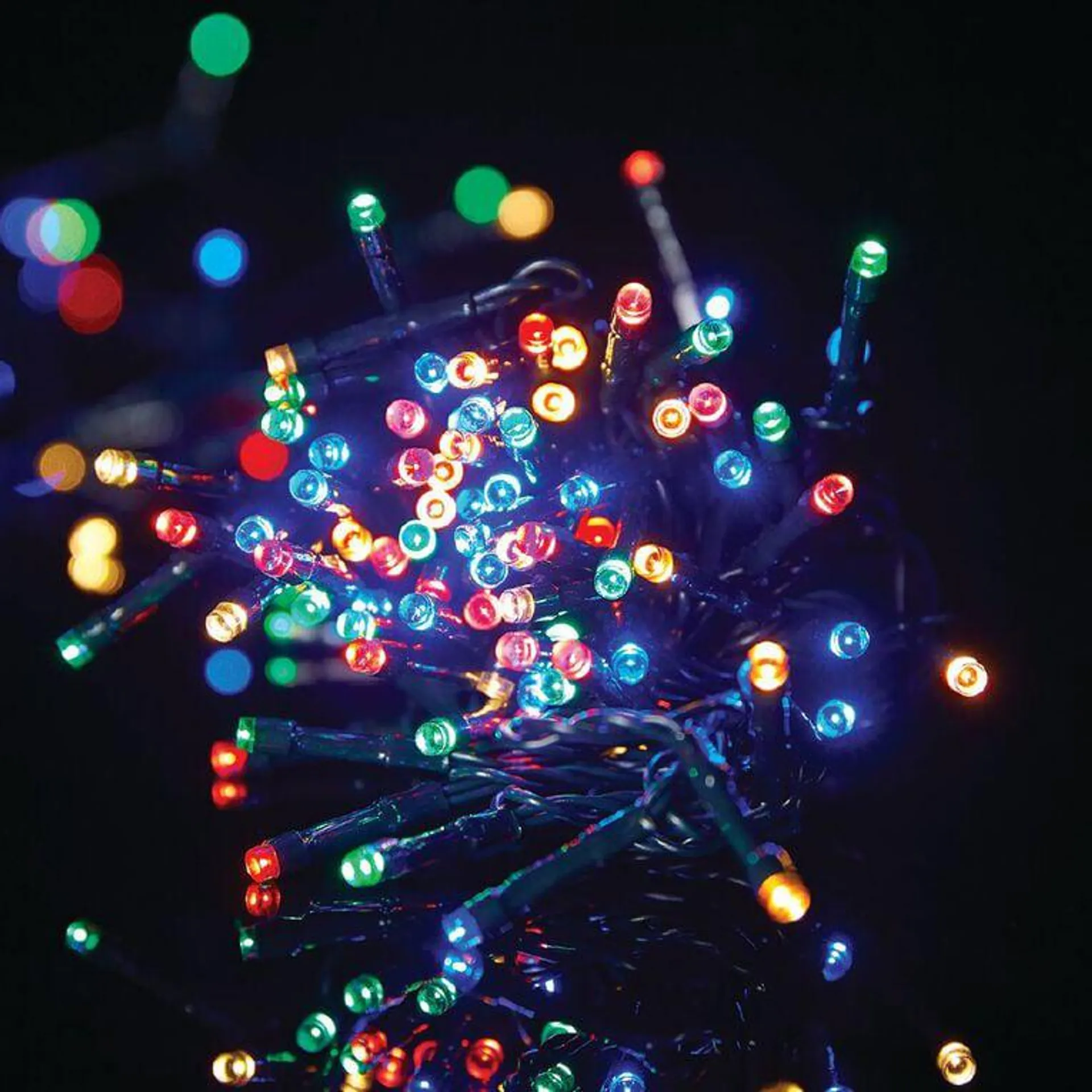 Wonderland Plug-in String Lights 17.5m Dark Wire Multi-Coloured 200 LED