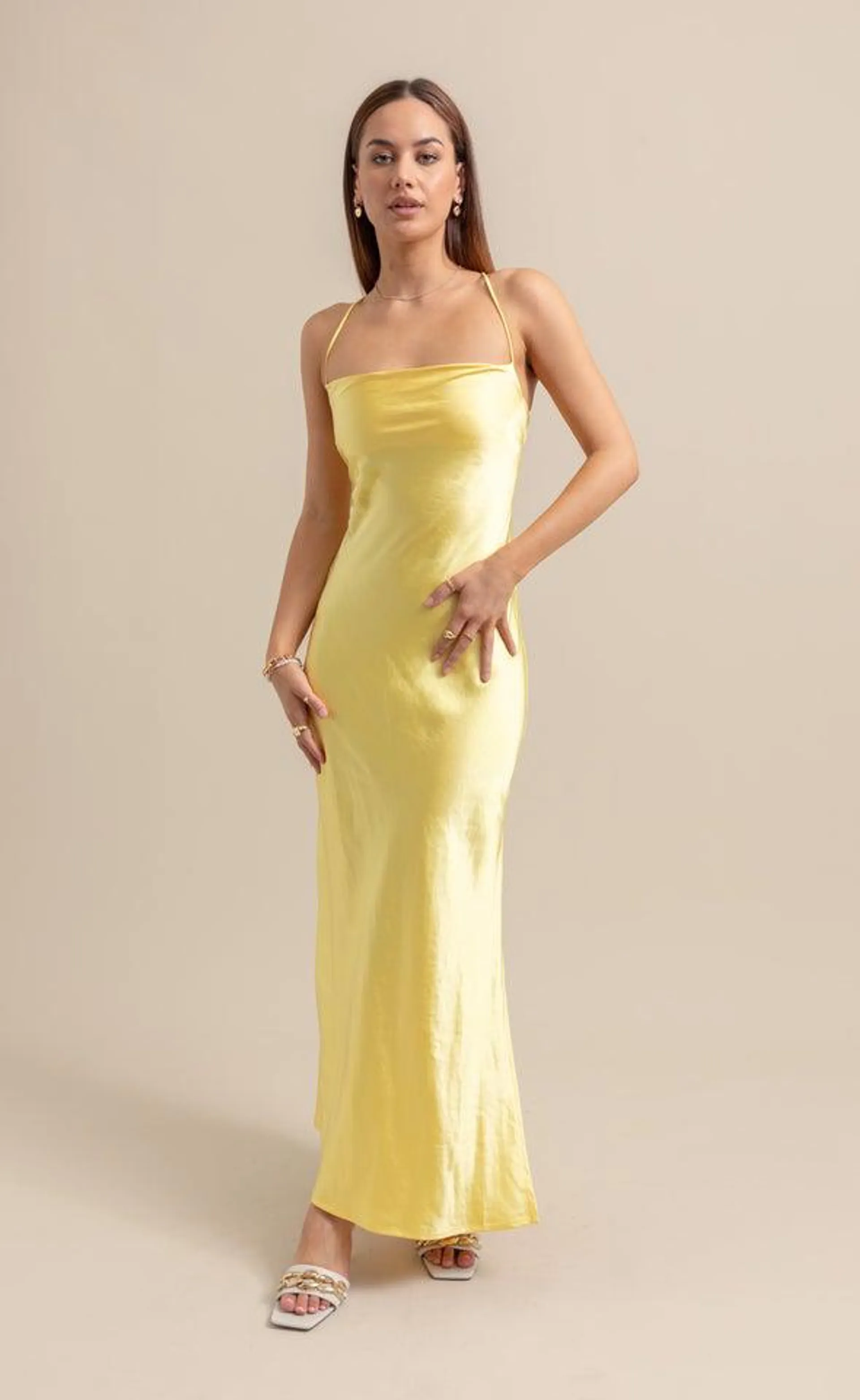 Satin Low Cross Back Gown
