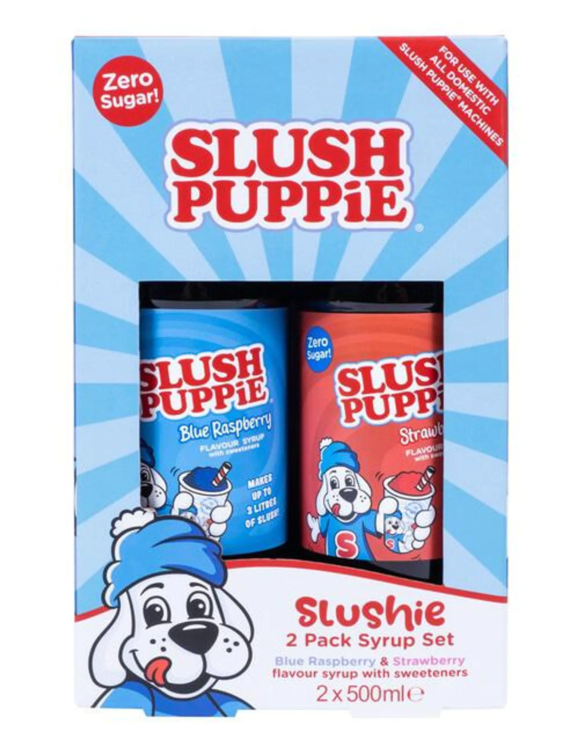 Slush Puppie Twin Pack Zero Sugar Syrups, Blue Raspberry & Strawberry, FZ-300052