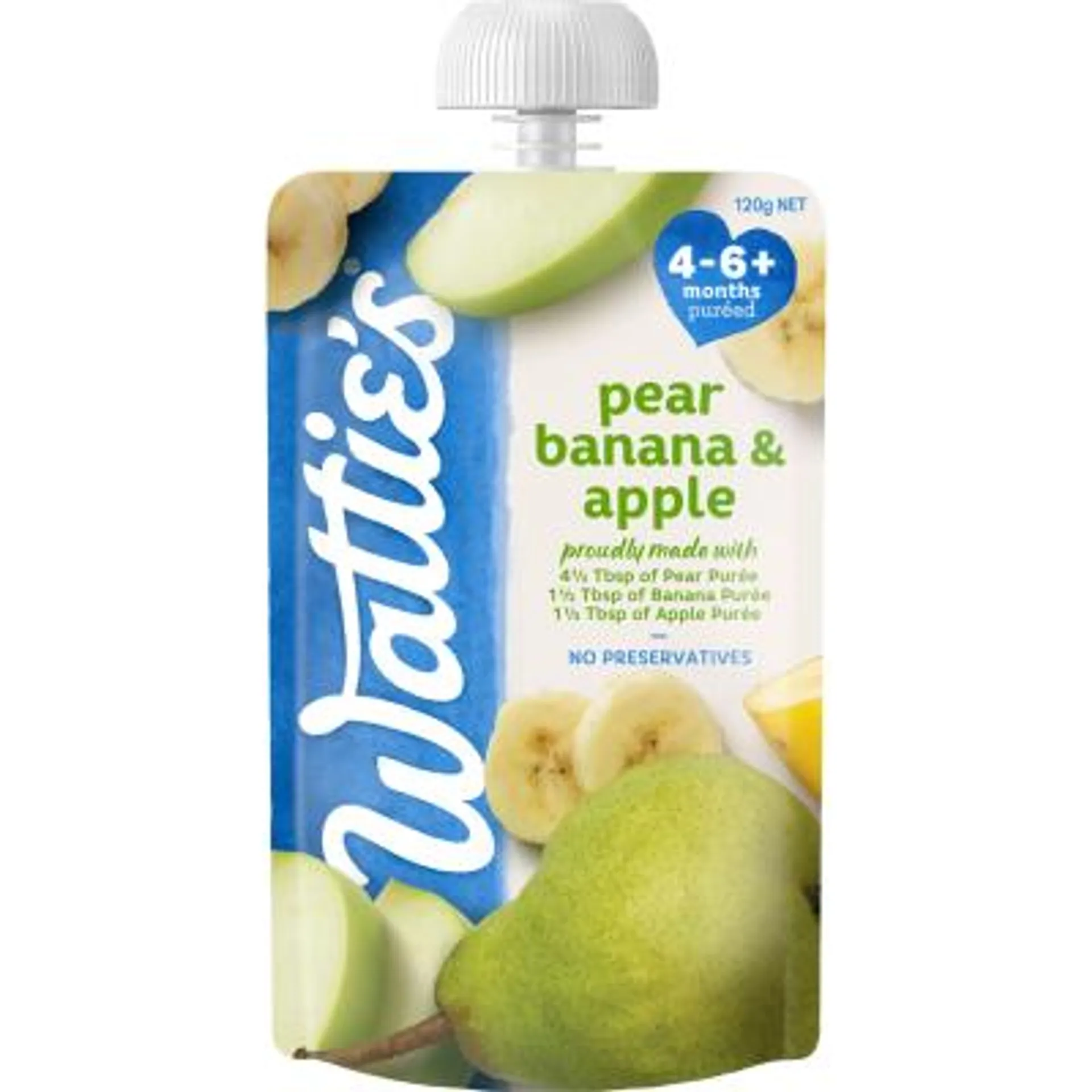 Wattie's For Baby Pear Banana & Apple 4-6+ Months Pureed