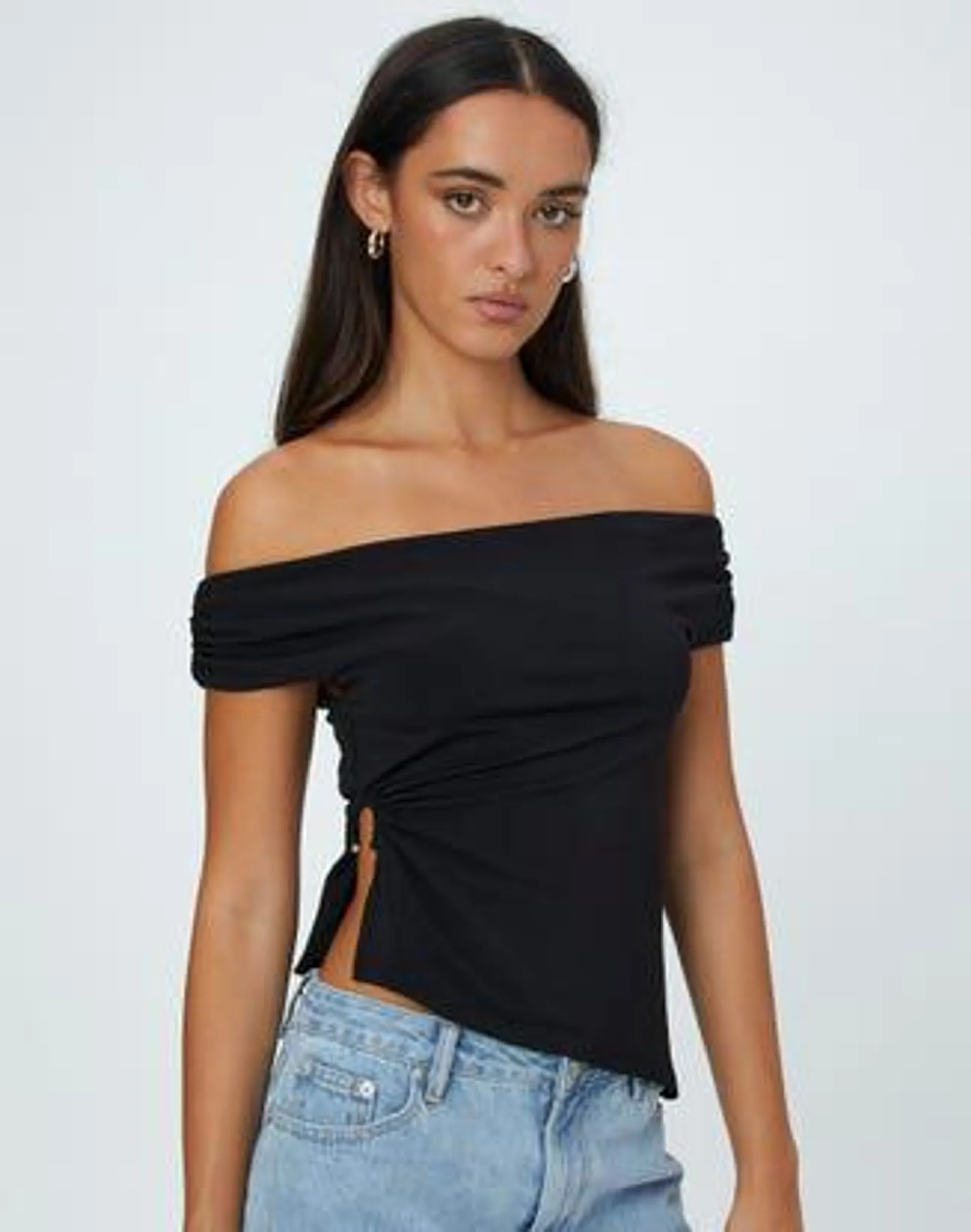 Off Shoulder Ring Detail Top