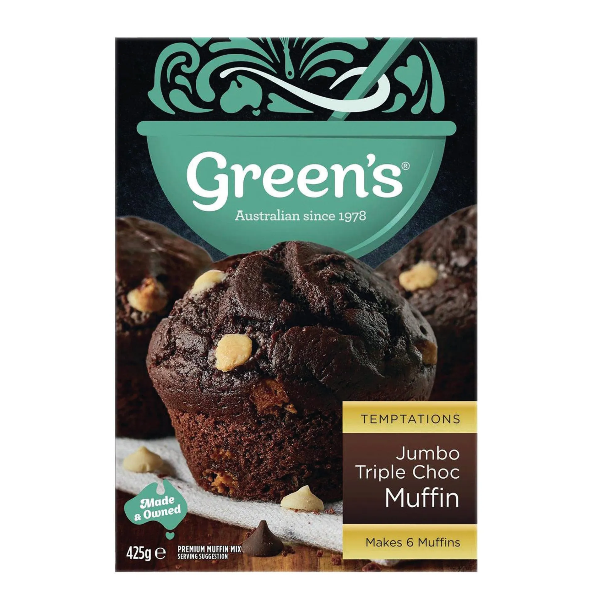 Green's Temptations Jumbo Triple Chocolate Muffin 425g