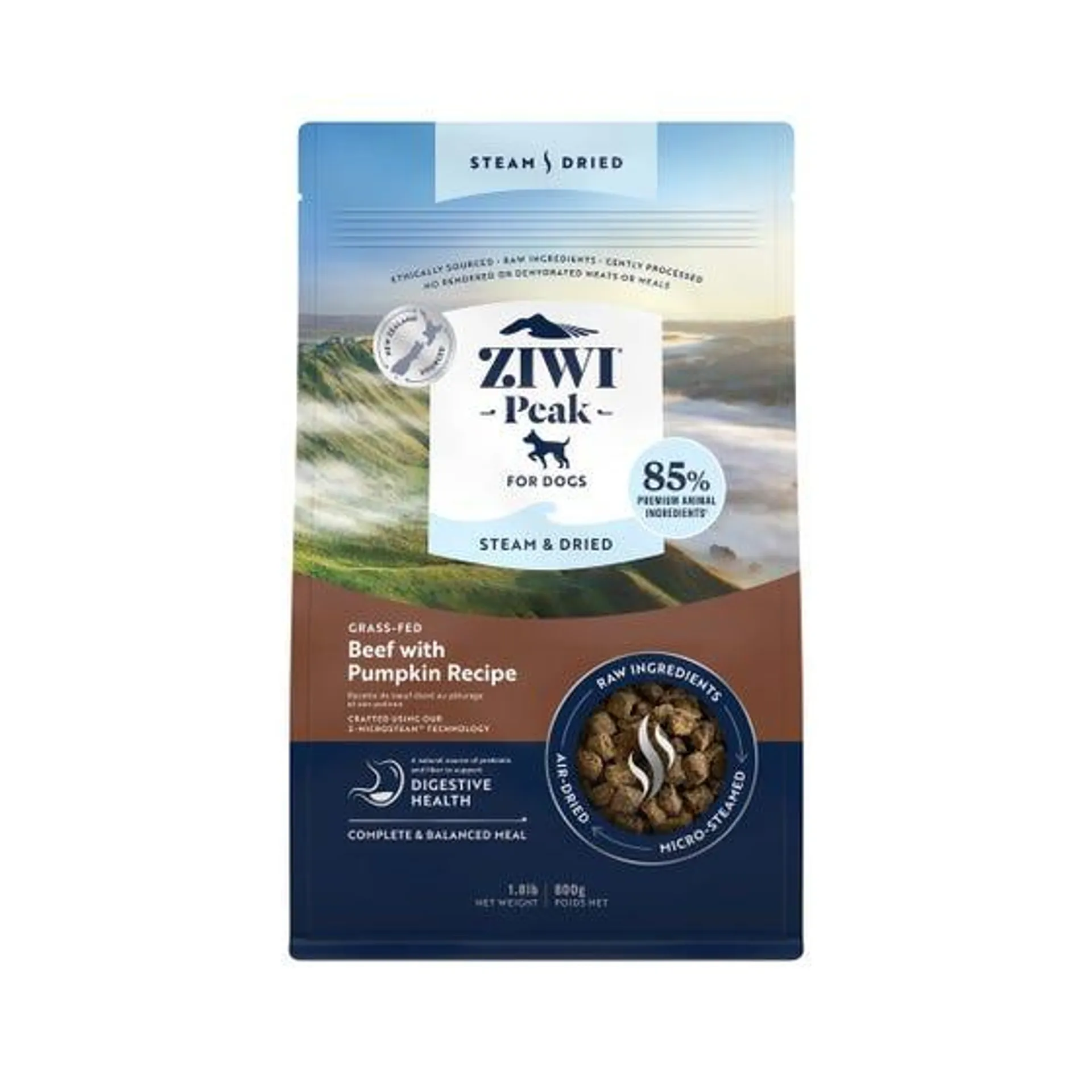 Ziwi Peak Steam & Dried Dog Food Beef 800g