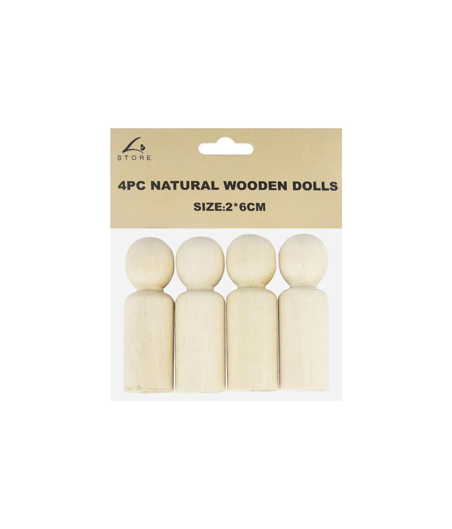 Natural Wooden Peg Dolls 6cm 4pk