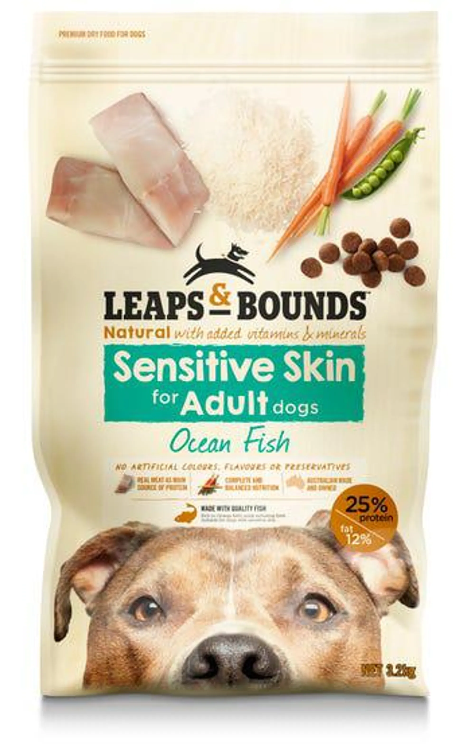 Leaps & Bounds Sensitive Skin Ocean Fish Adult Dog Food 3.2kg