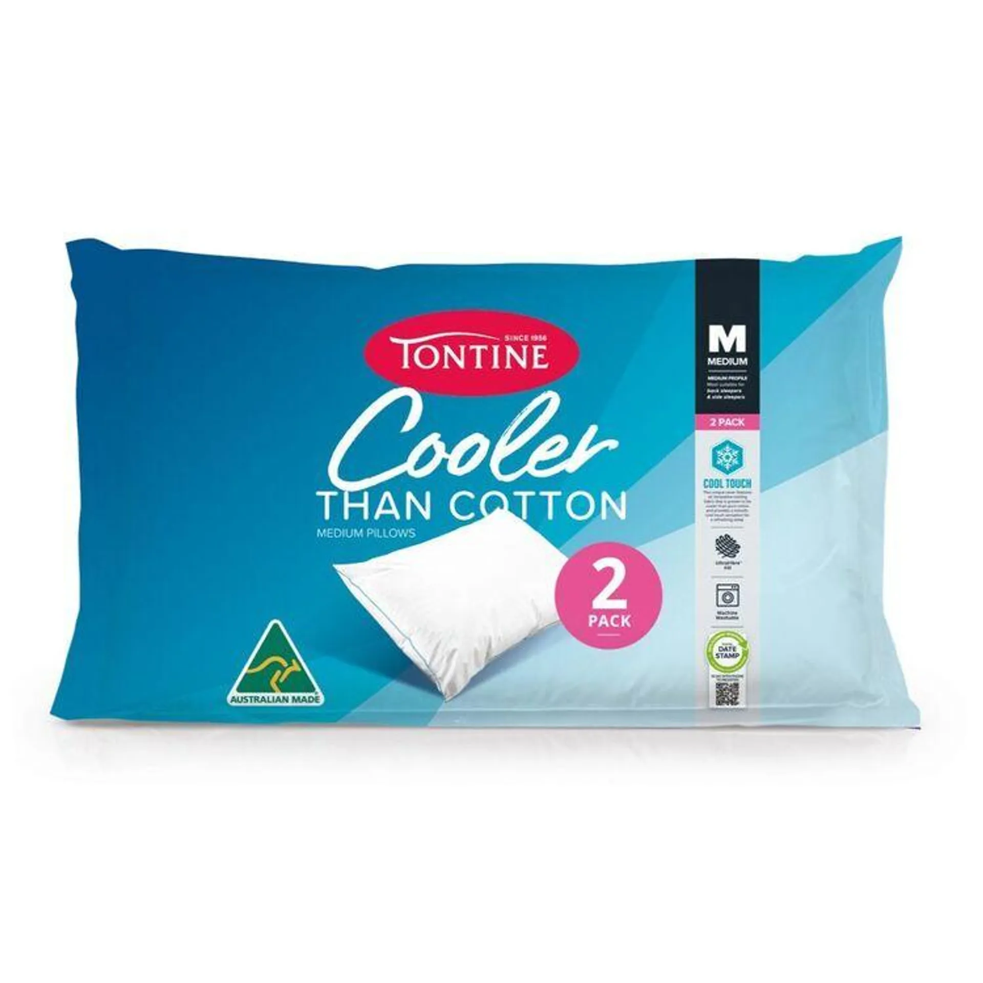 Tontine Cool Than Cotton 2 Pack Pillows White Standard