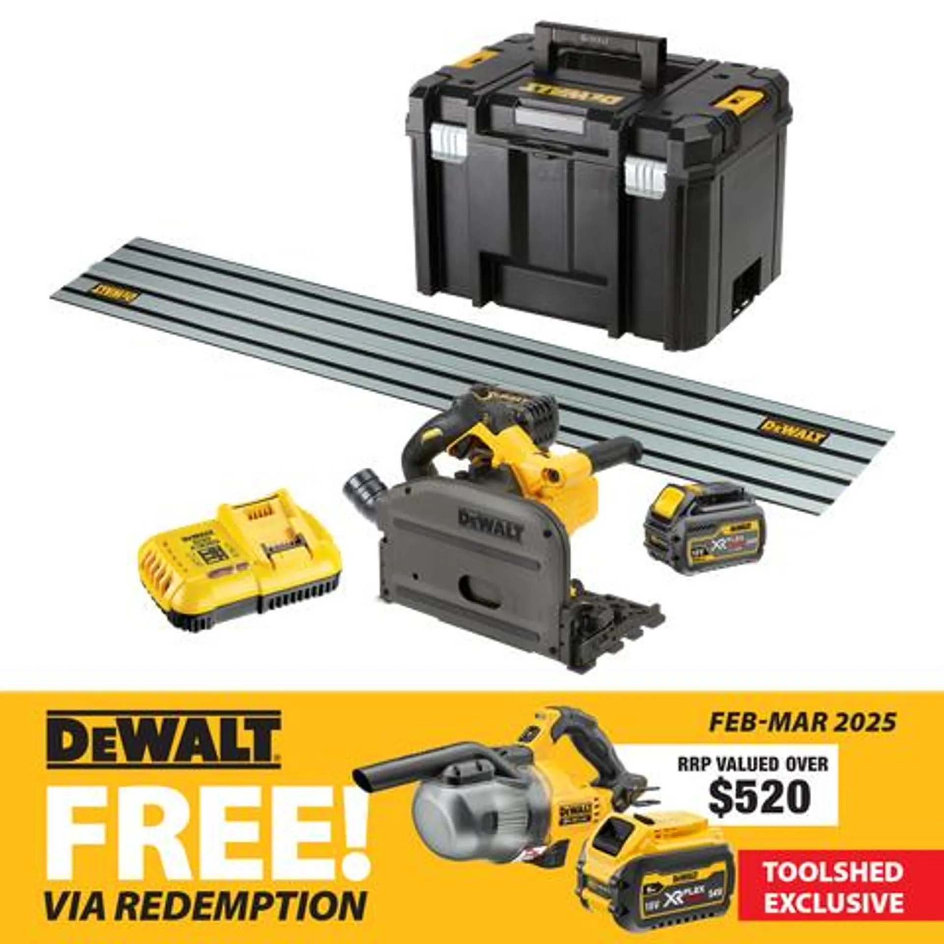 DeWalt FLEXVOLT Cordless Plunge Saw Brushless 54V Kit with 1.5m Rail