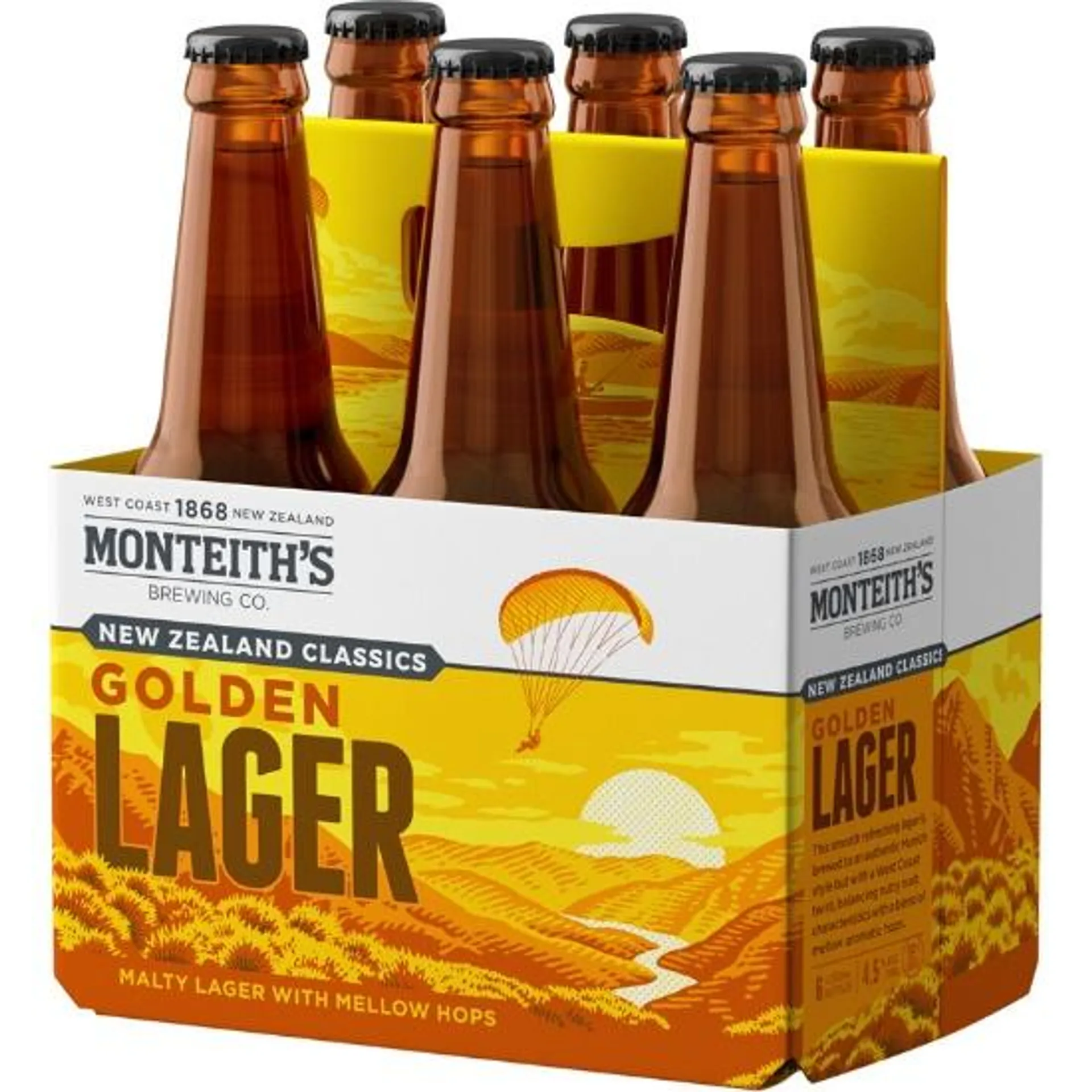 Monteith's New Zealand Classics Golden Lager Bottles 6x330ml