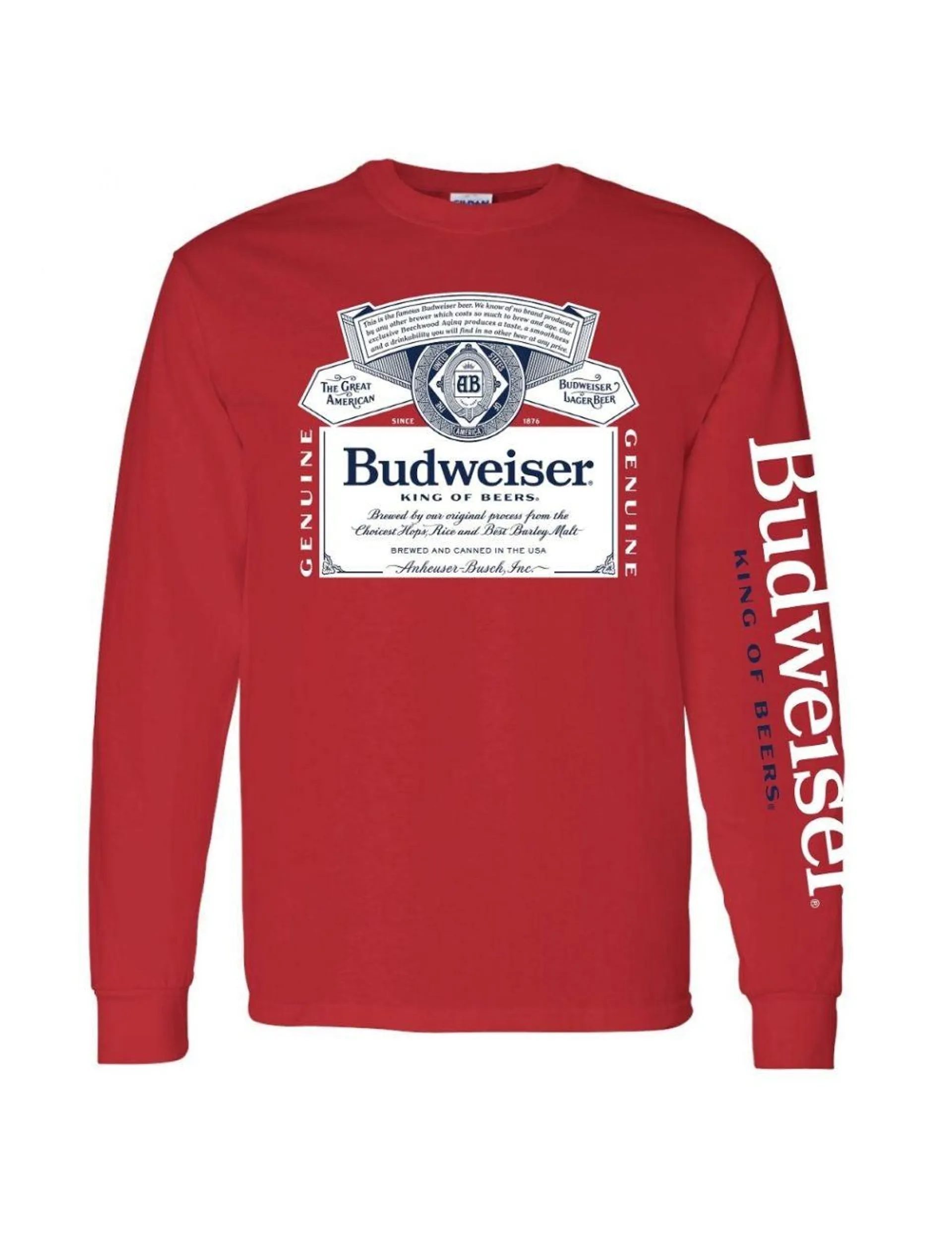 Budweiser Beer Sleeve Print Long Sleeve Shirt