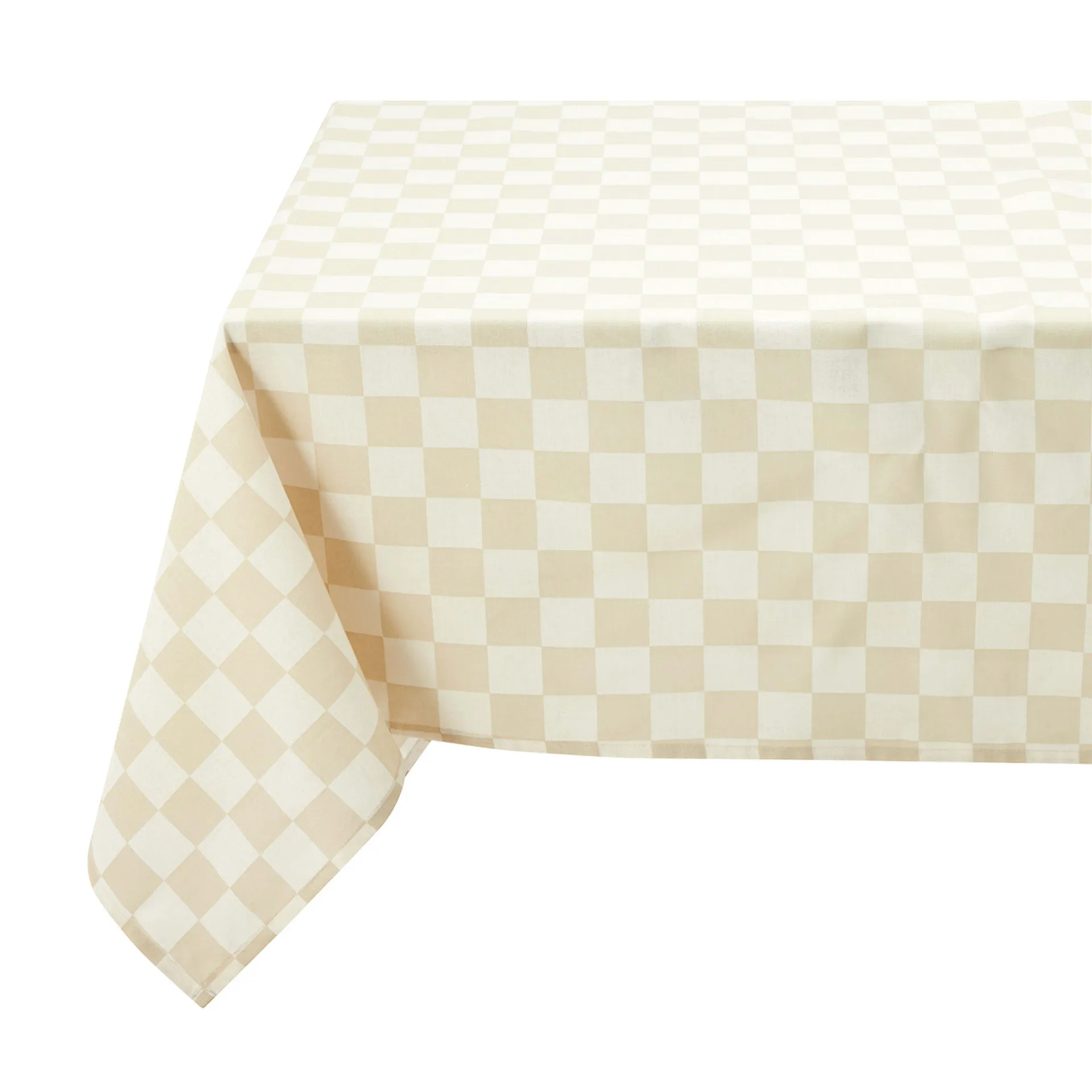 Beige Check Tablecloth