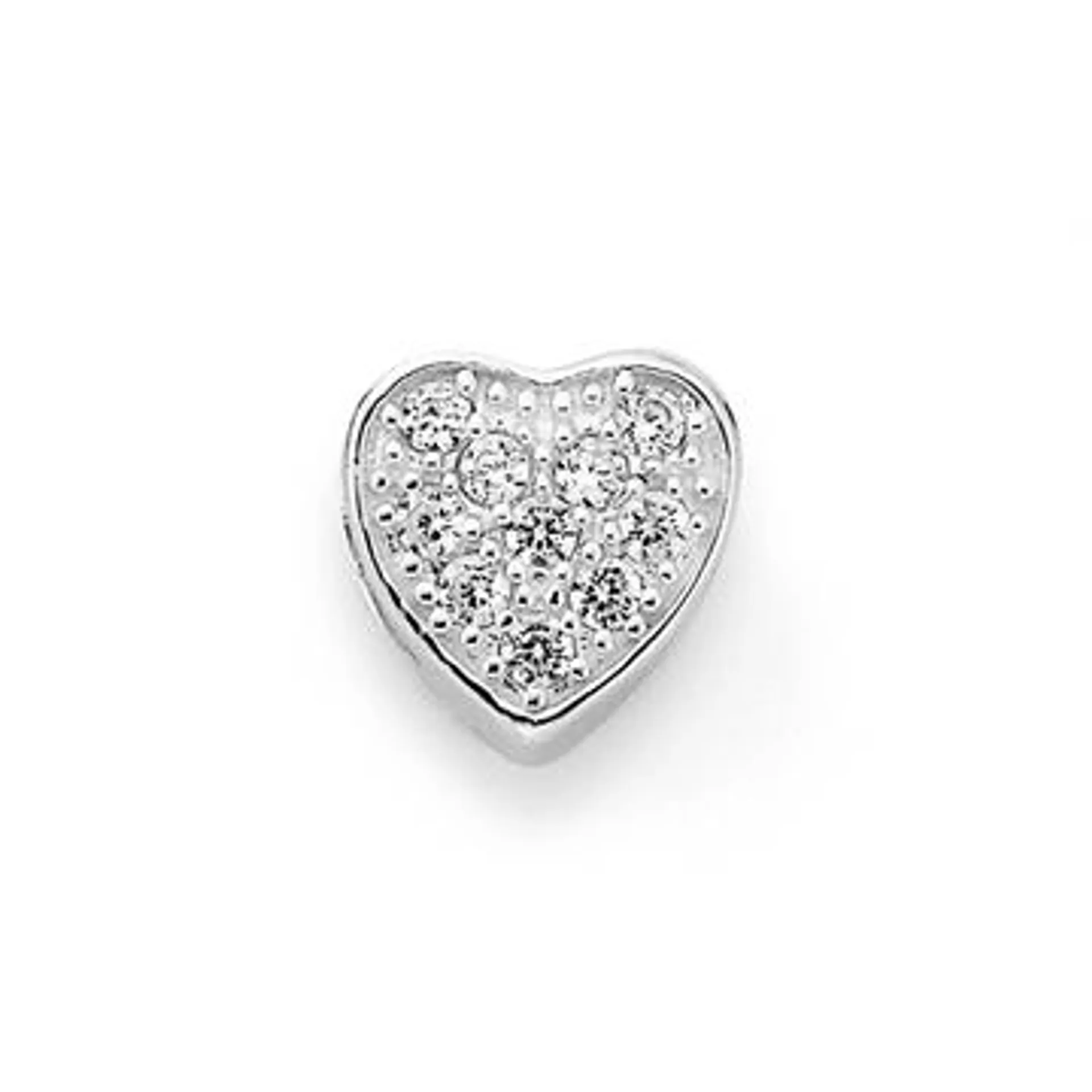 Sterling Silver Cubic Zirconia Heart Addorn Charm