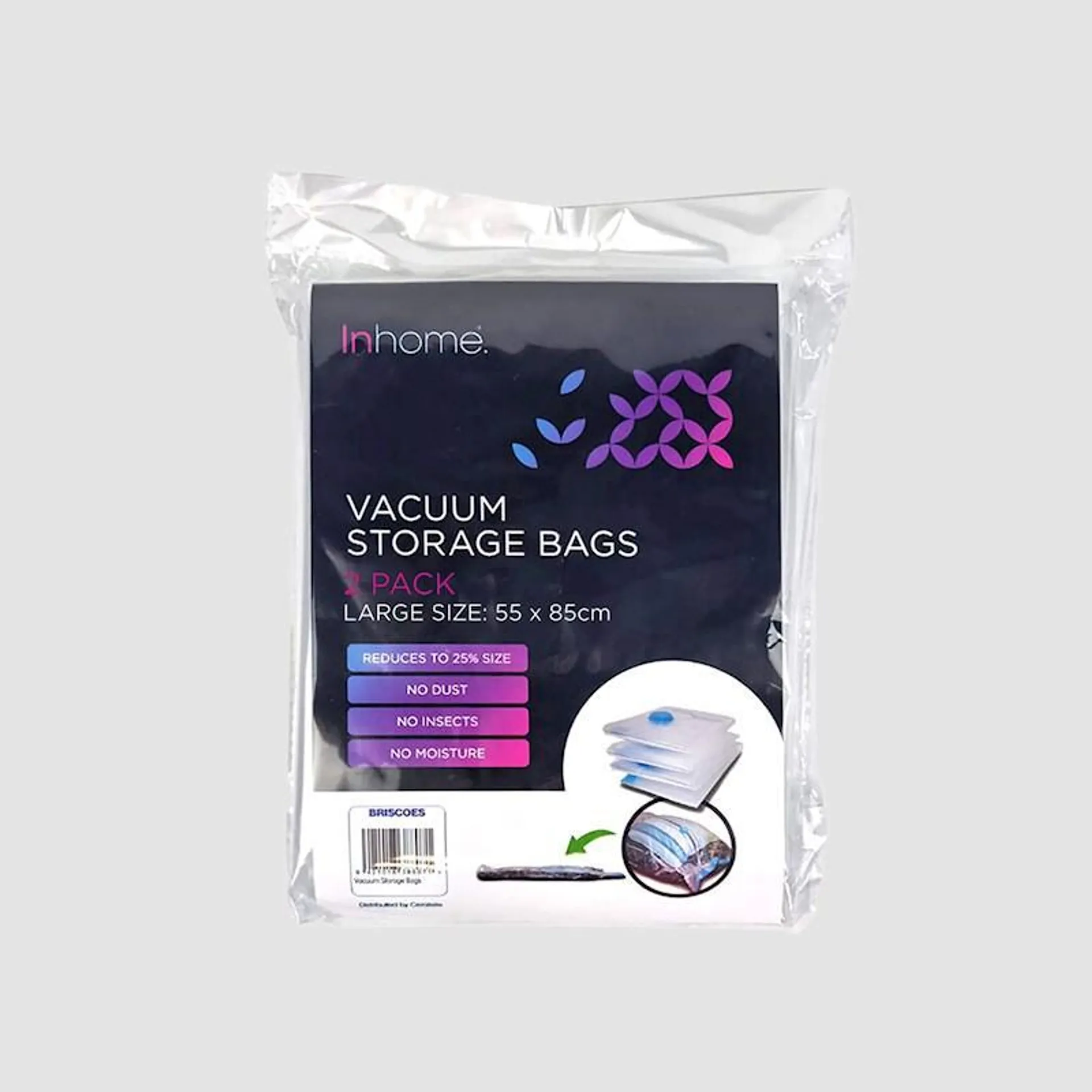 Inhome Vaccum Storage Bag Large 2pk