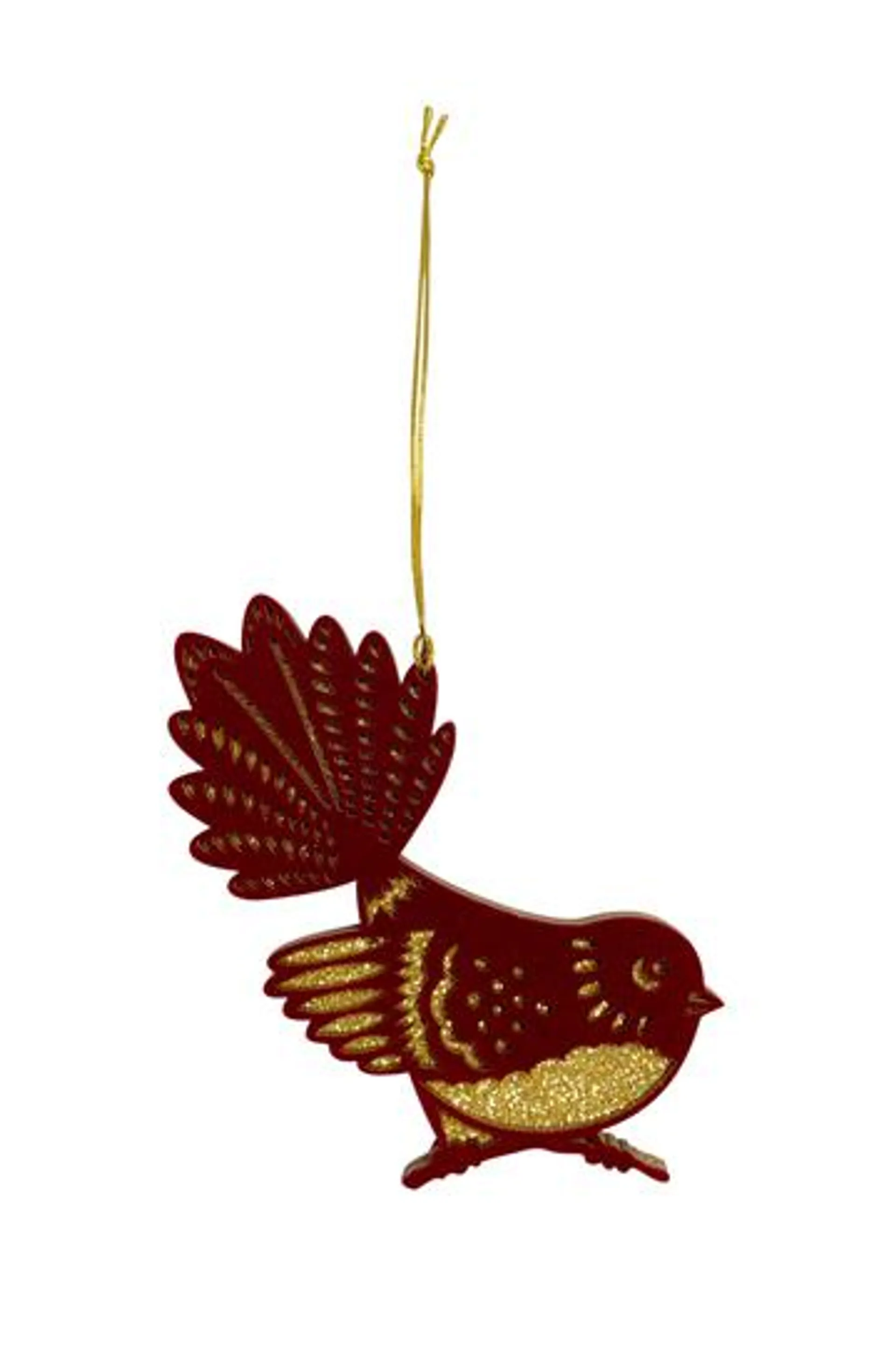 DQ & Co. Decoration Flock Fantail Dark Red & Gold