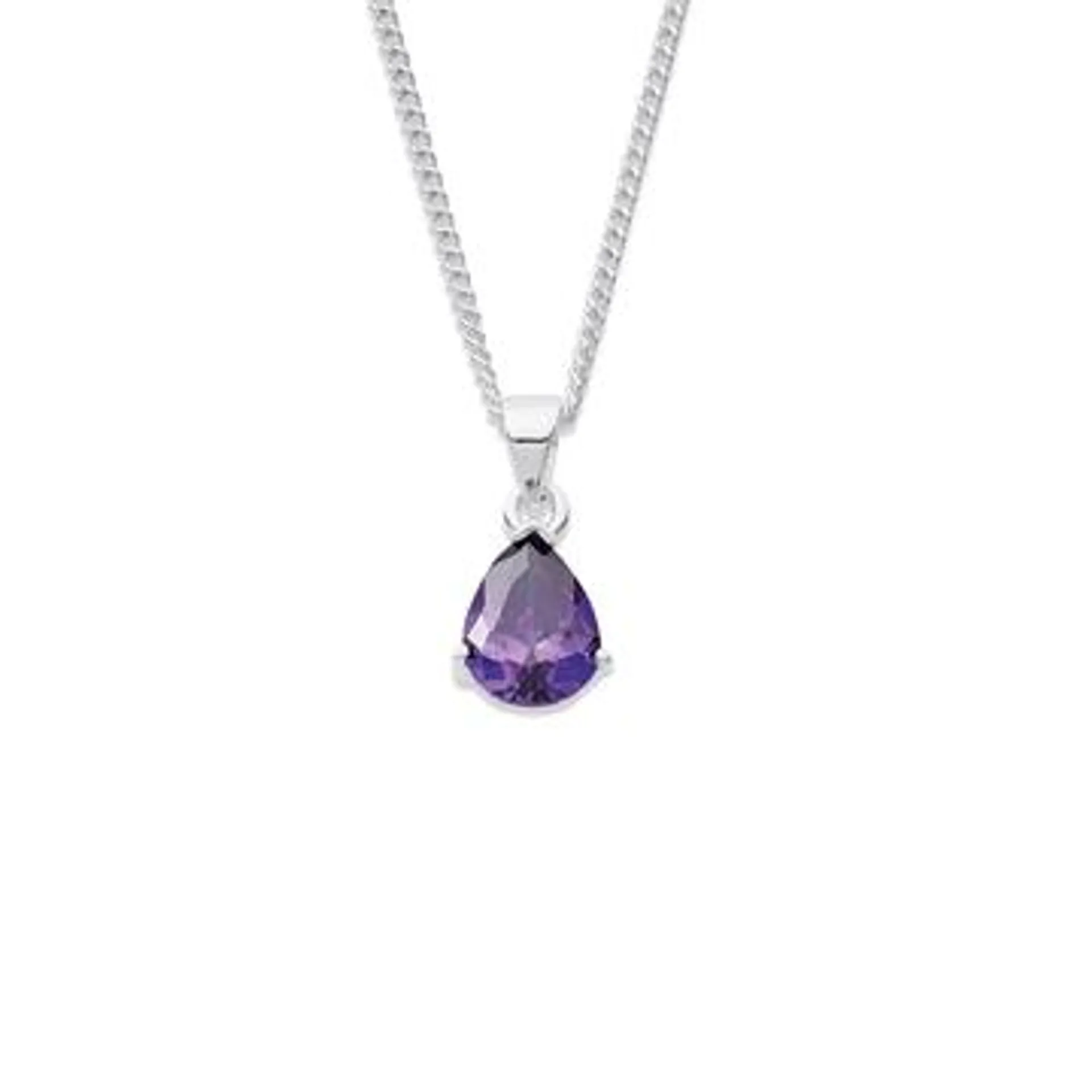 Sterling Silver Claw-Set Violet Pear Pendant
