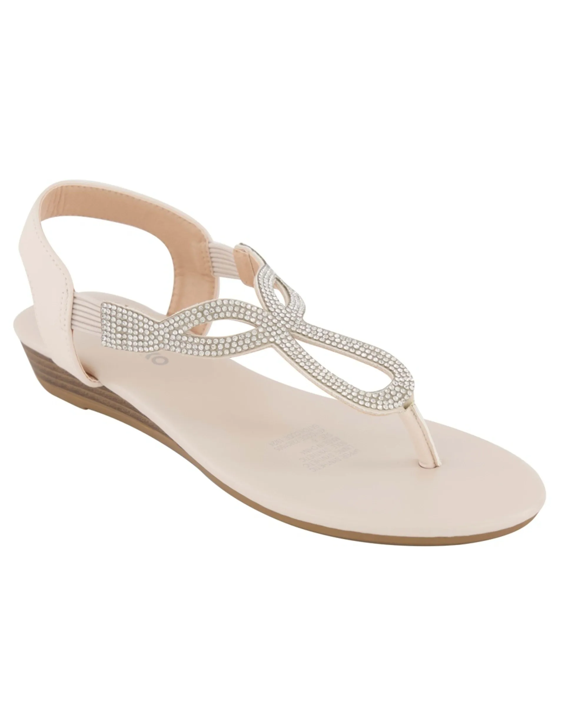 T-Bar Diamante Wedge Sandals