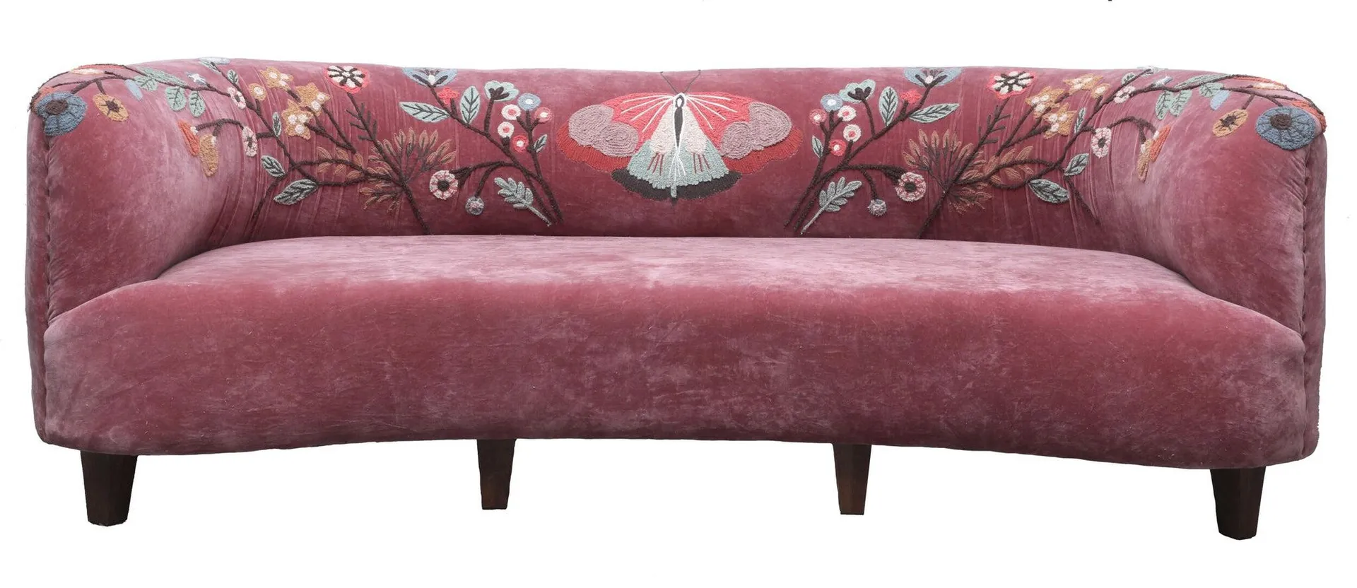 Freya Embroidered Sofa Rose Pink Velvet