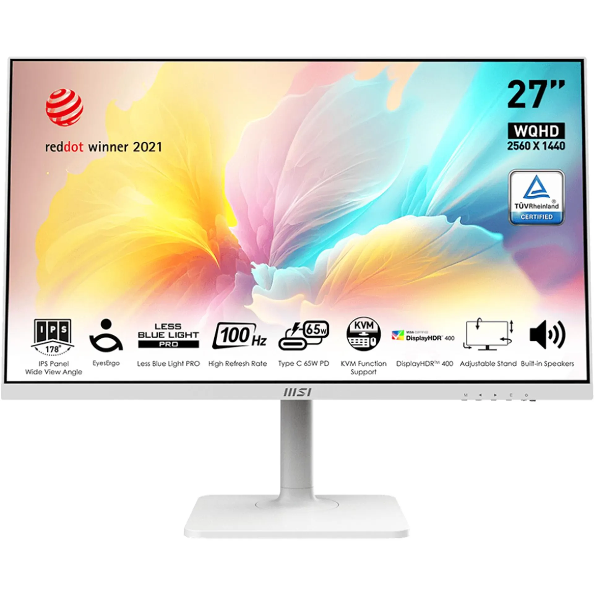 MSI Modern MD272QXPW 27" QHD Sleek & Ultra-Slim USB-C Premium Business Monitor - White Color