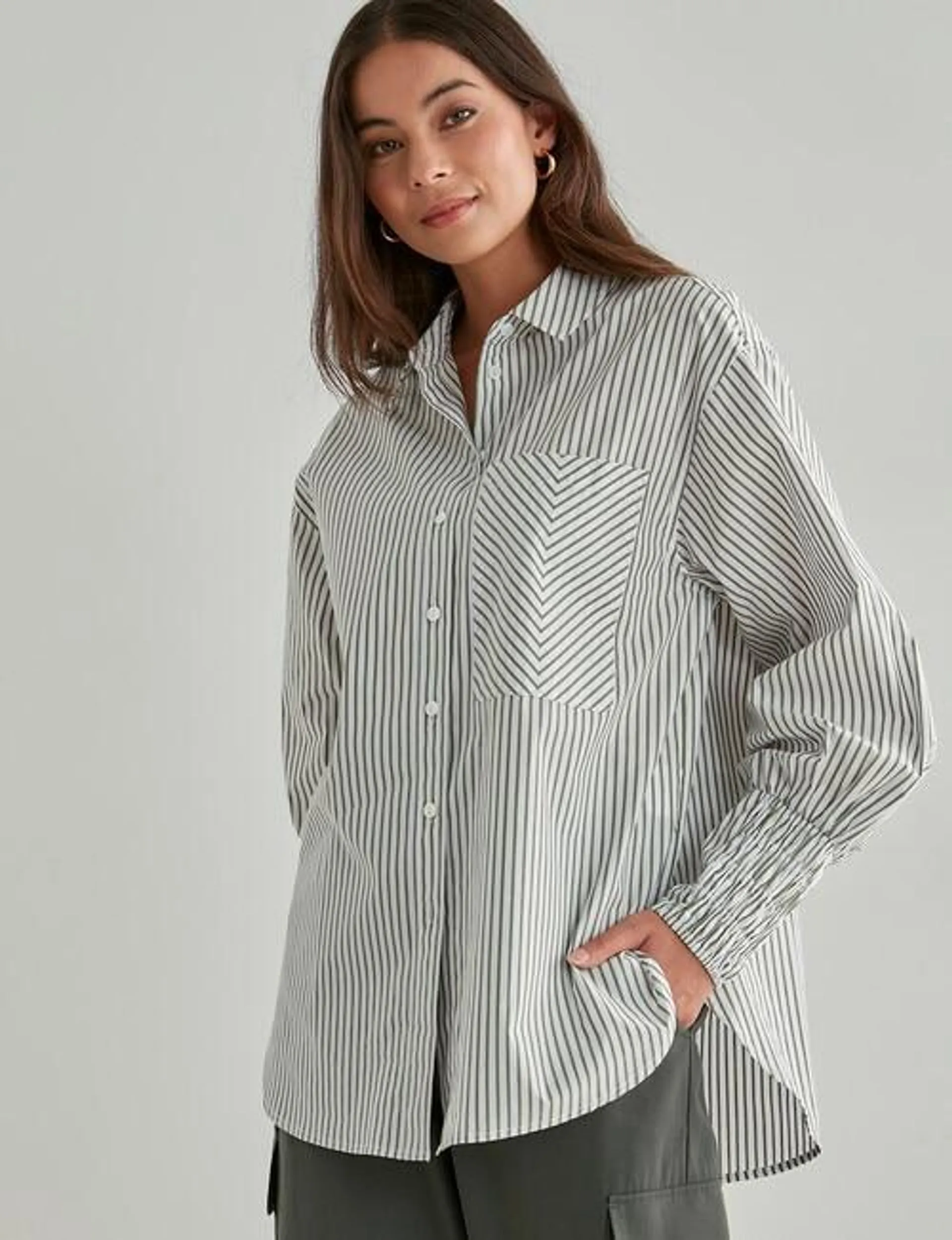 Mineral Stripe Melt Shirt, Grass