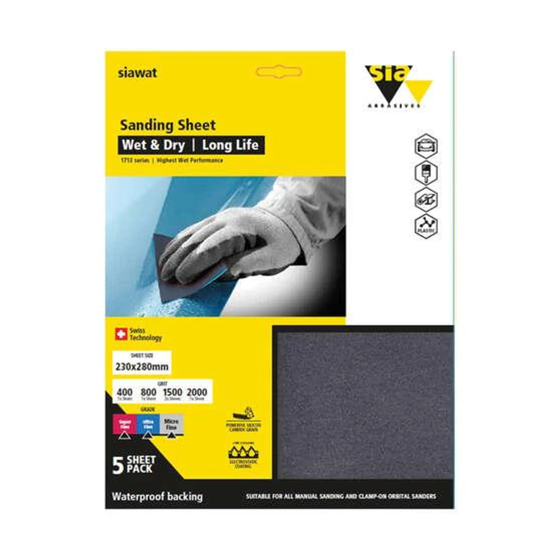 SIA Abrasives Sandpaper 5 Pack Mixed - Siawat 1713