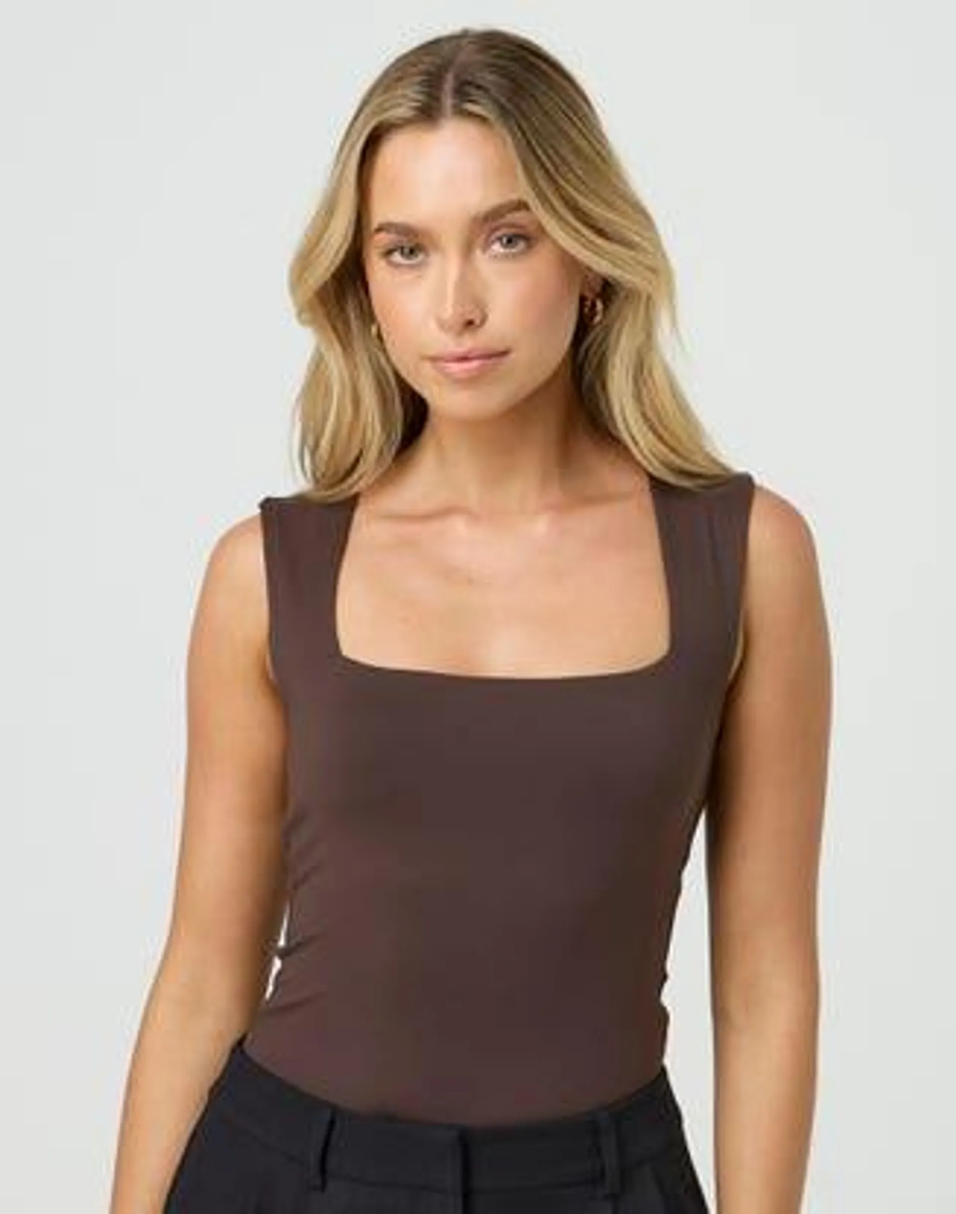 Square Neck Thick Strap Bodysuit