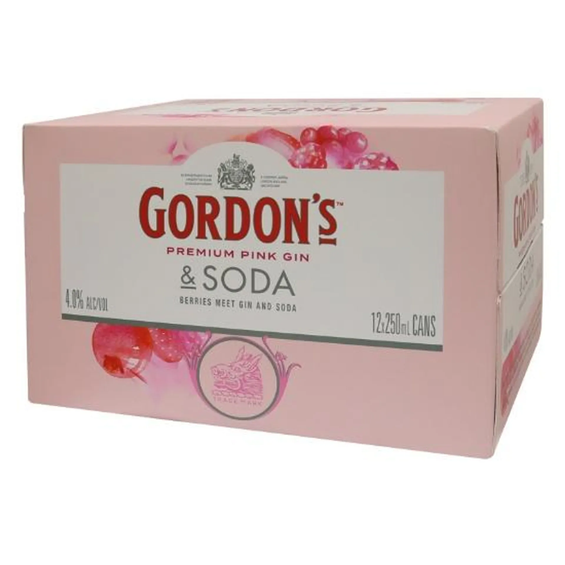 Gordon's Premium Pink Gin & Soda 4% Cans 12x250ml