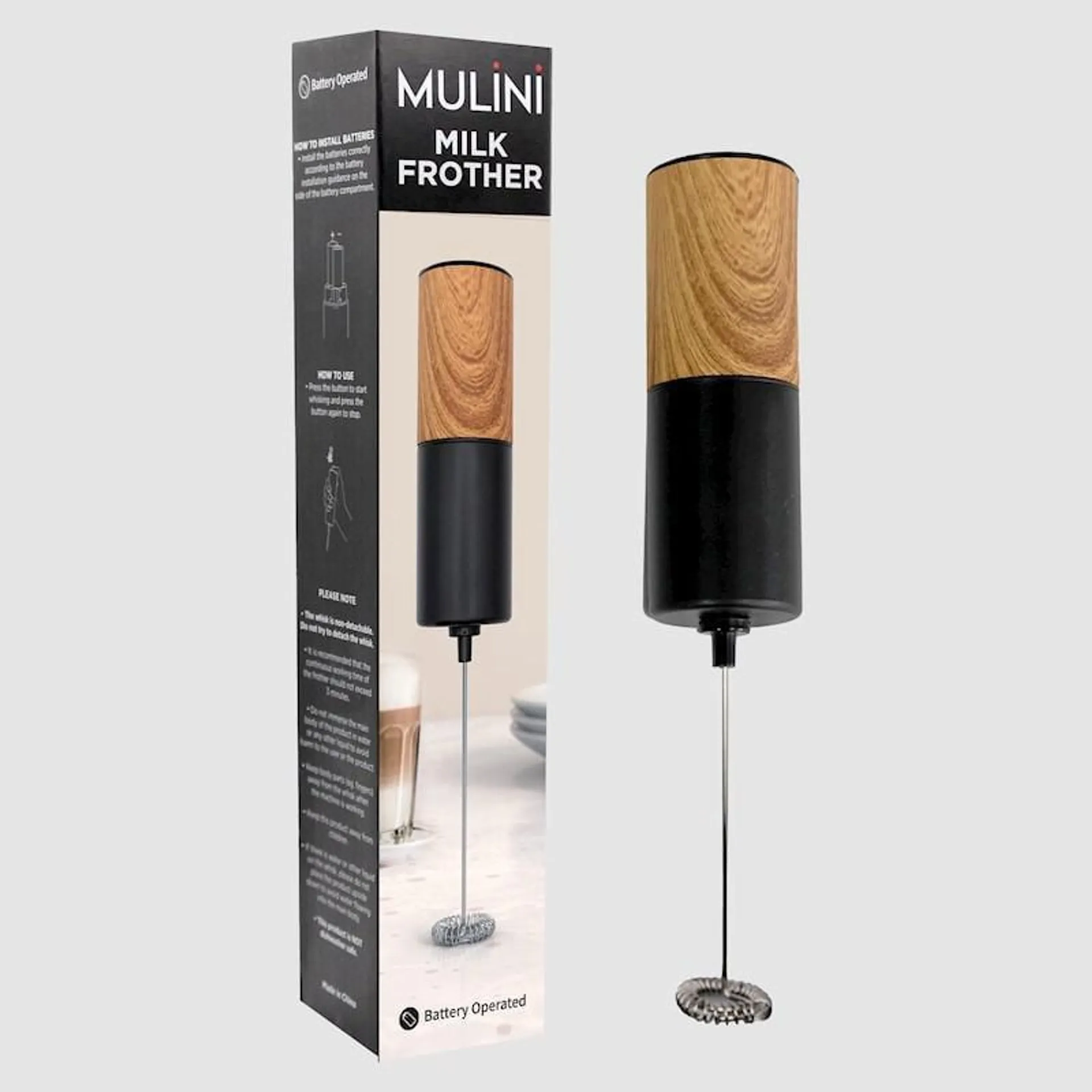 Mulini Milk Frother Wood Look
