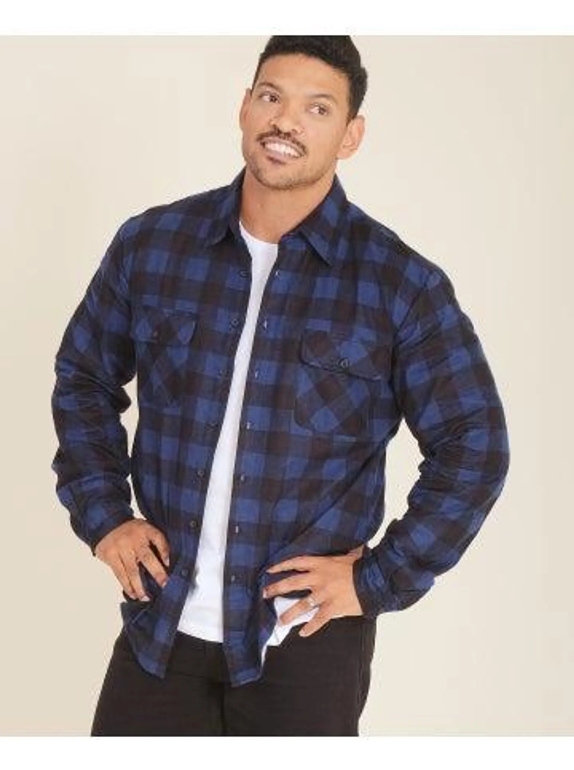 Men's Flannel Shirt in Blue/blk