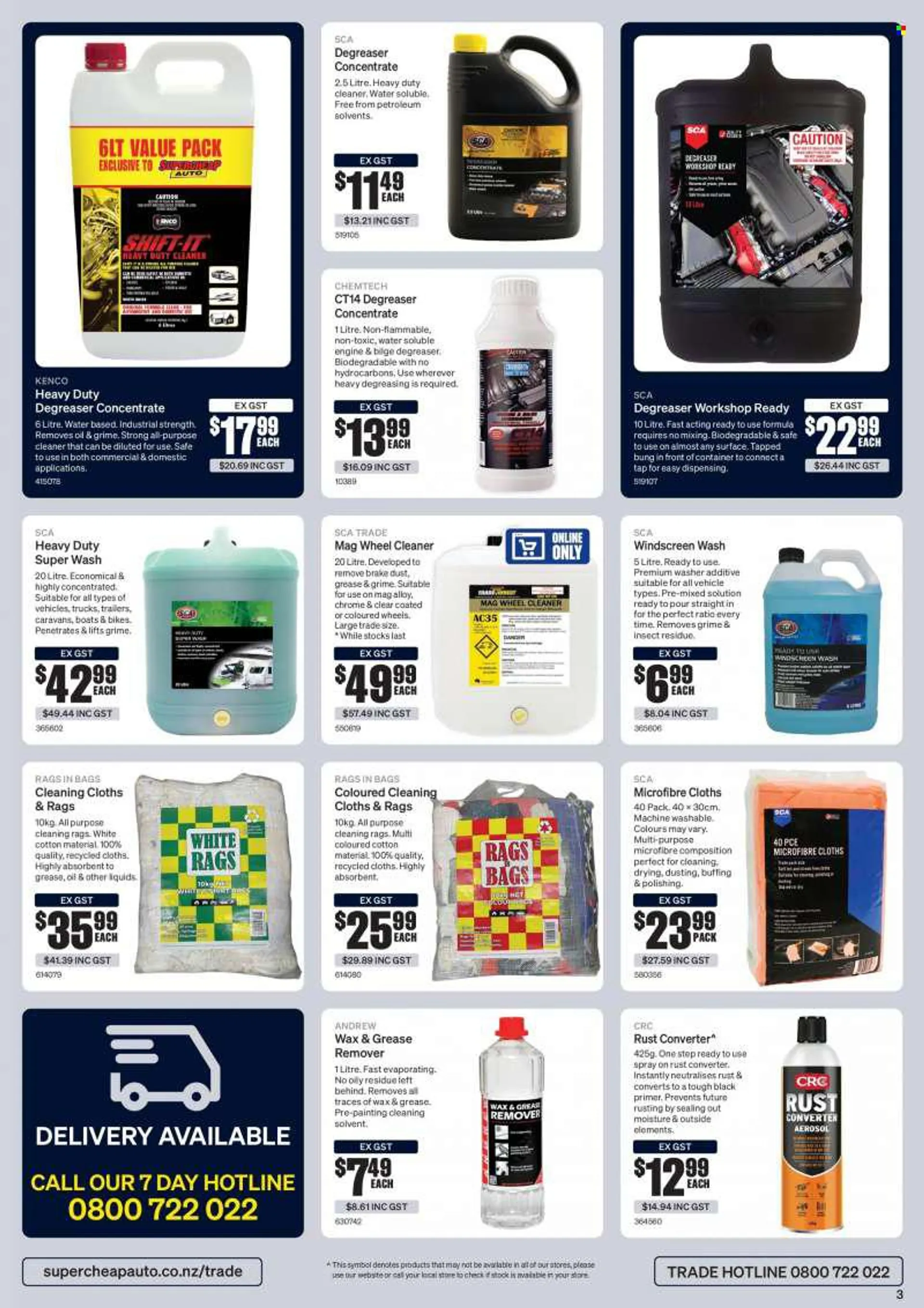 SuperCheap Auto mailer - 11.07.2022 - 31.07.2022 - Sales products - cleaner, oil, trolley, rags, container, bike, cabinet, vehicle, degreaser. Page 3.