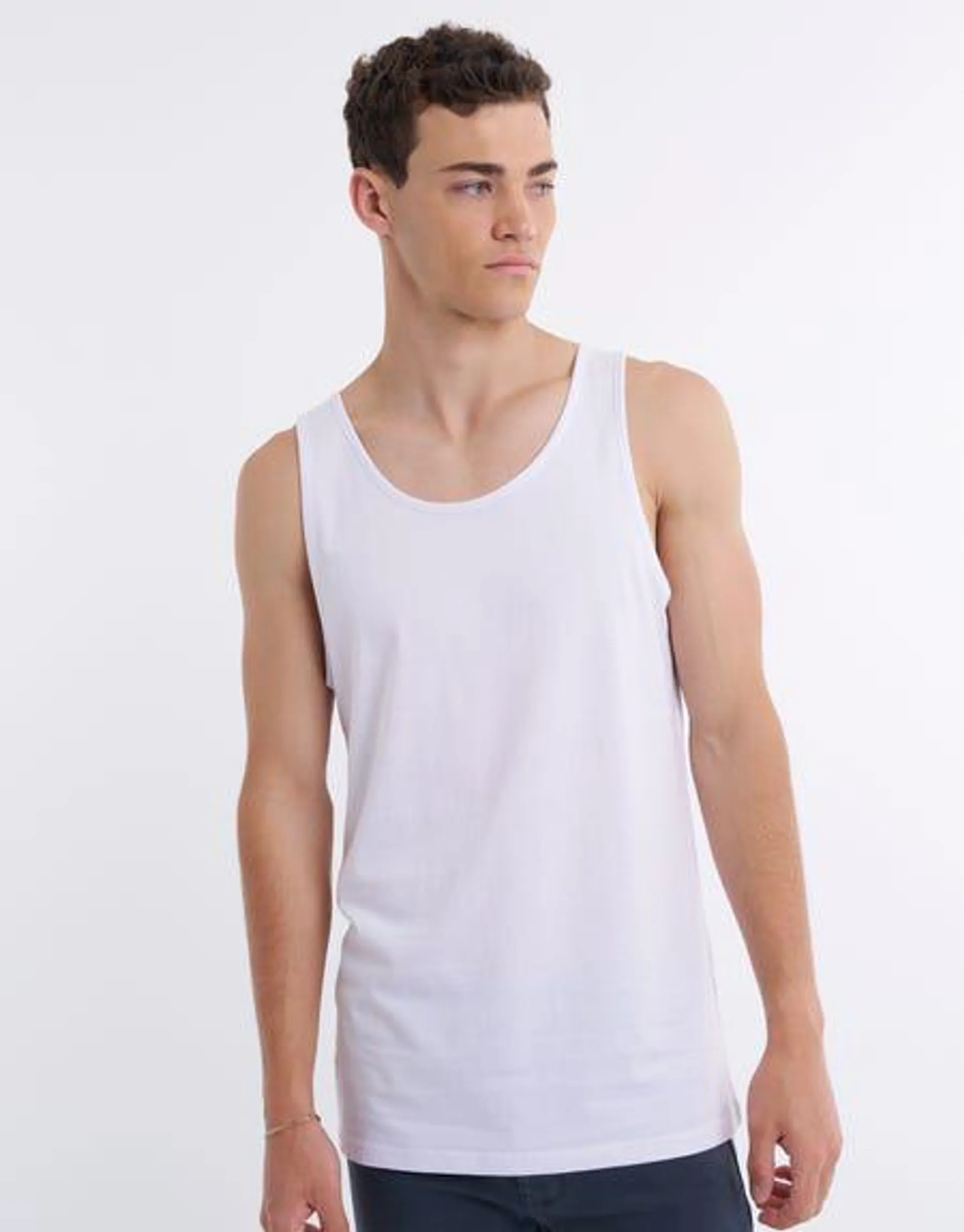 Organic Cotton Relaxed Fit Singlet in White