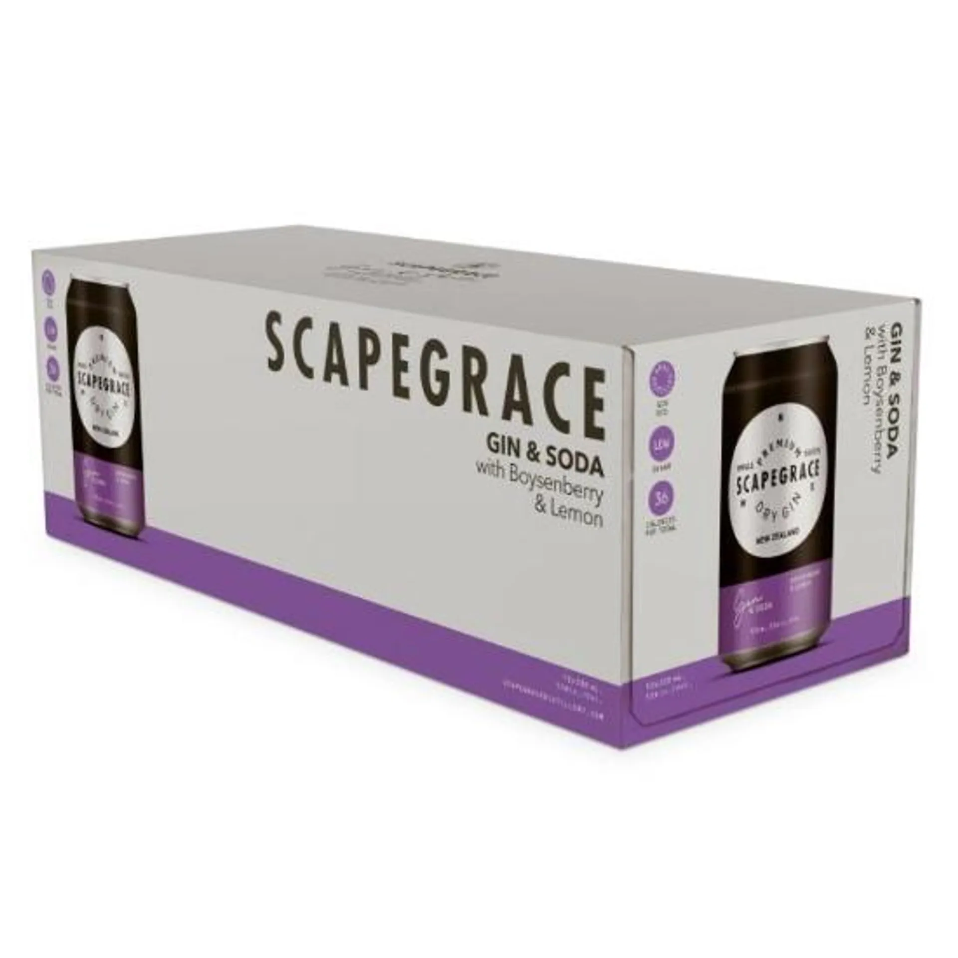 Scapegrace Gin & Soda with Boysenberry & Lemon 5% Cans 10x330ml