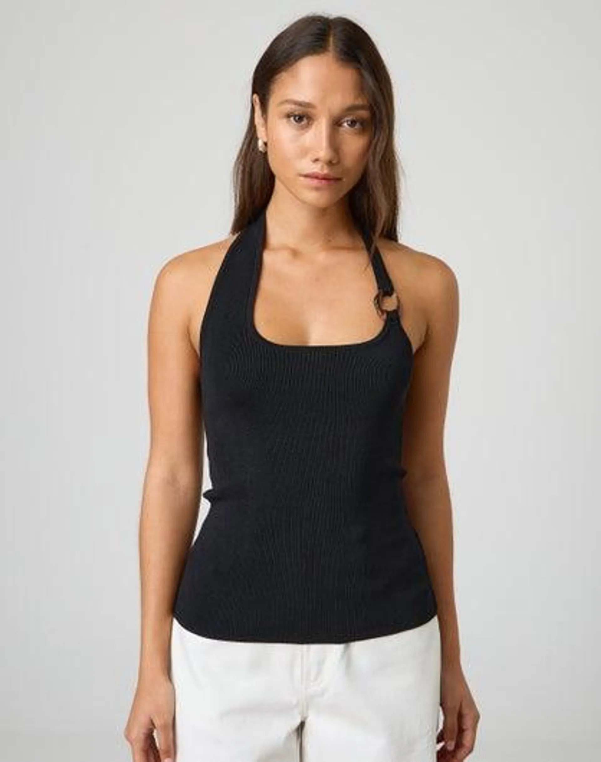 Tort Ring Detail Halter Top