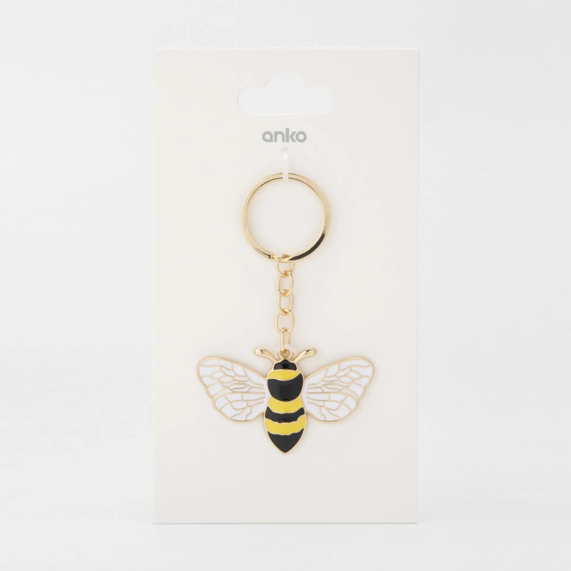 Bee Keyring - Yellow and Gold Tone
