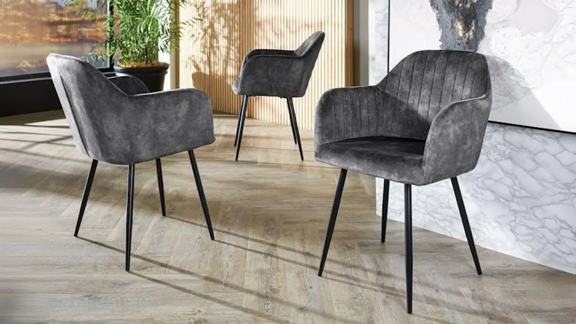 Nelsone Dining Chair - Grey Velvet