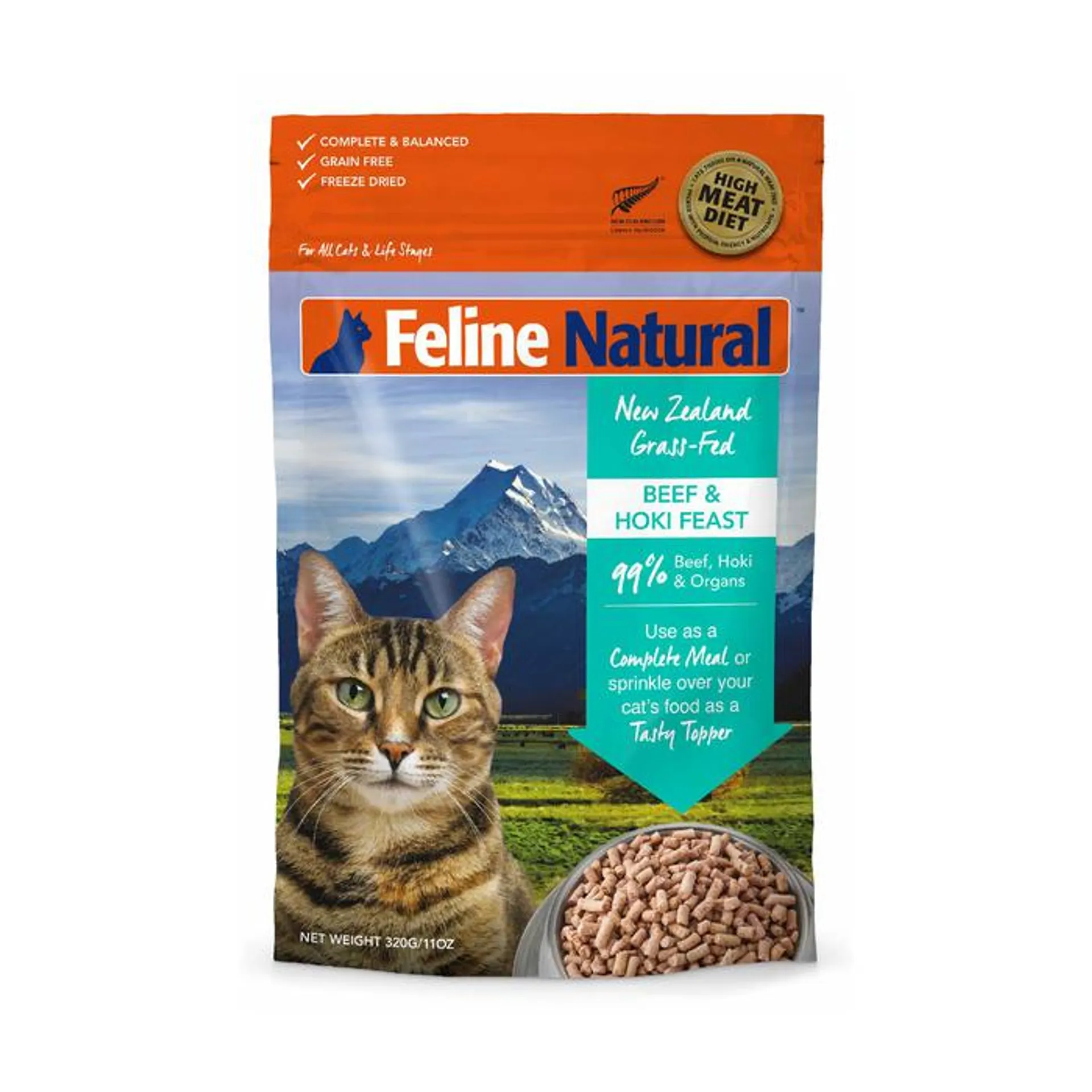 Feline Natural Freeze Dried Beef & Hoki Cat Food 320g