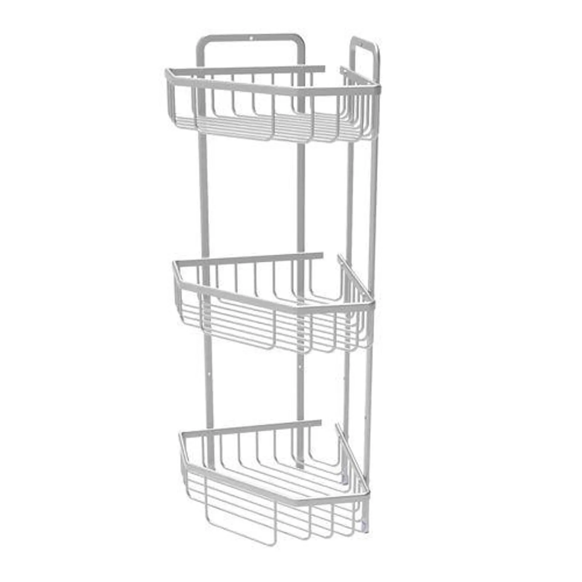 Evolve Lifewares Satin Aluminium Rust Free 3 Tier Floor Shower Caddy