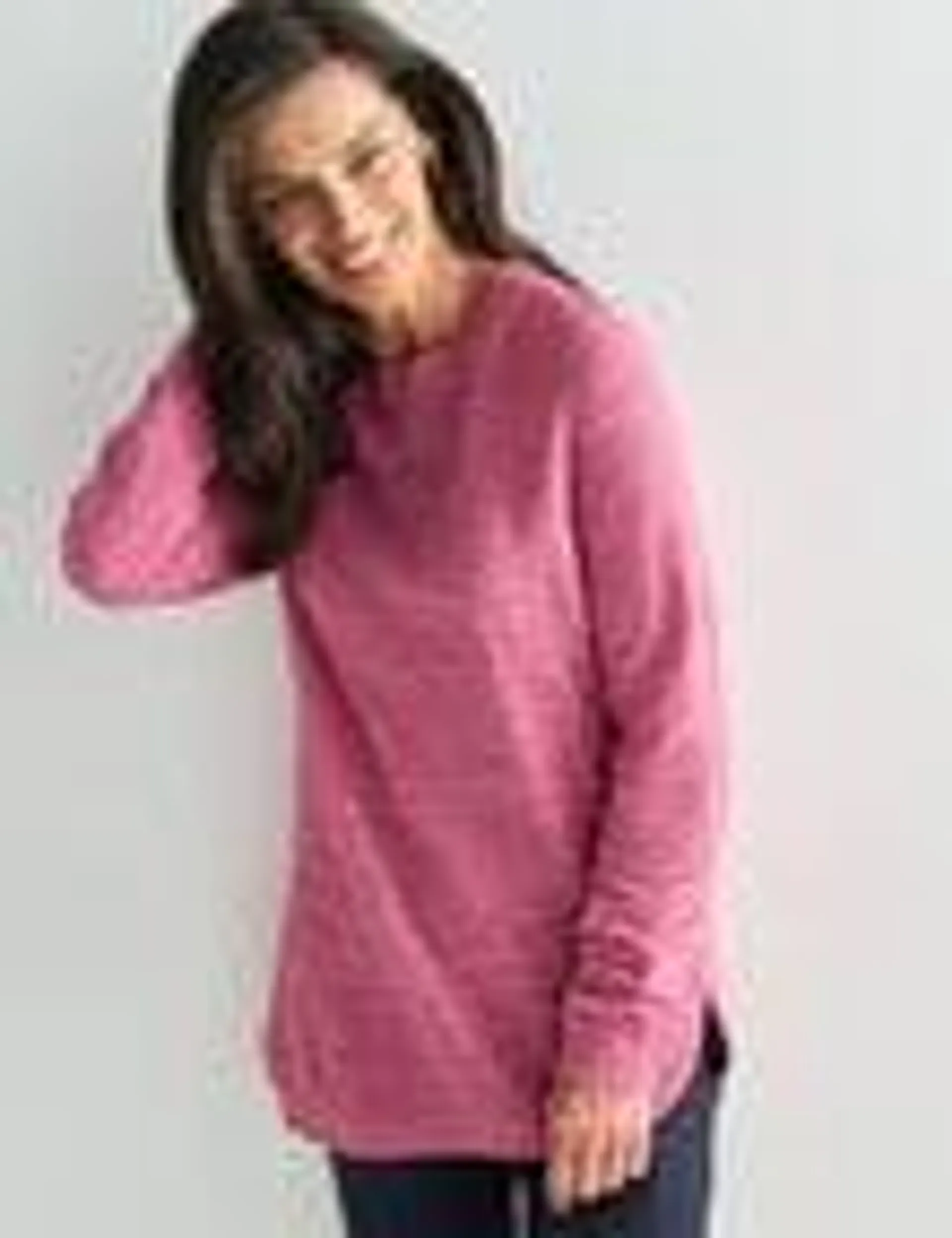 Ella J Textured Crewneck Long Sleeve Jumper, Peony