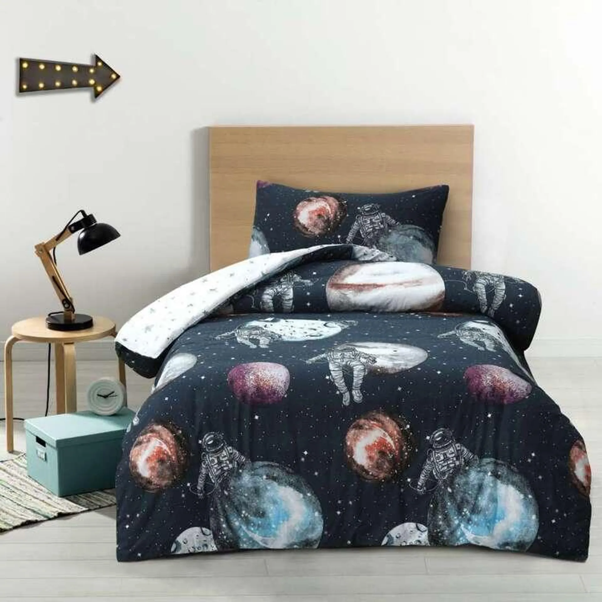 Kids House Intergalactic Quilt Cover Set Navy