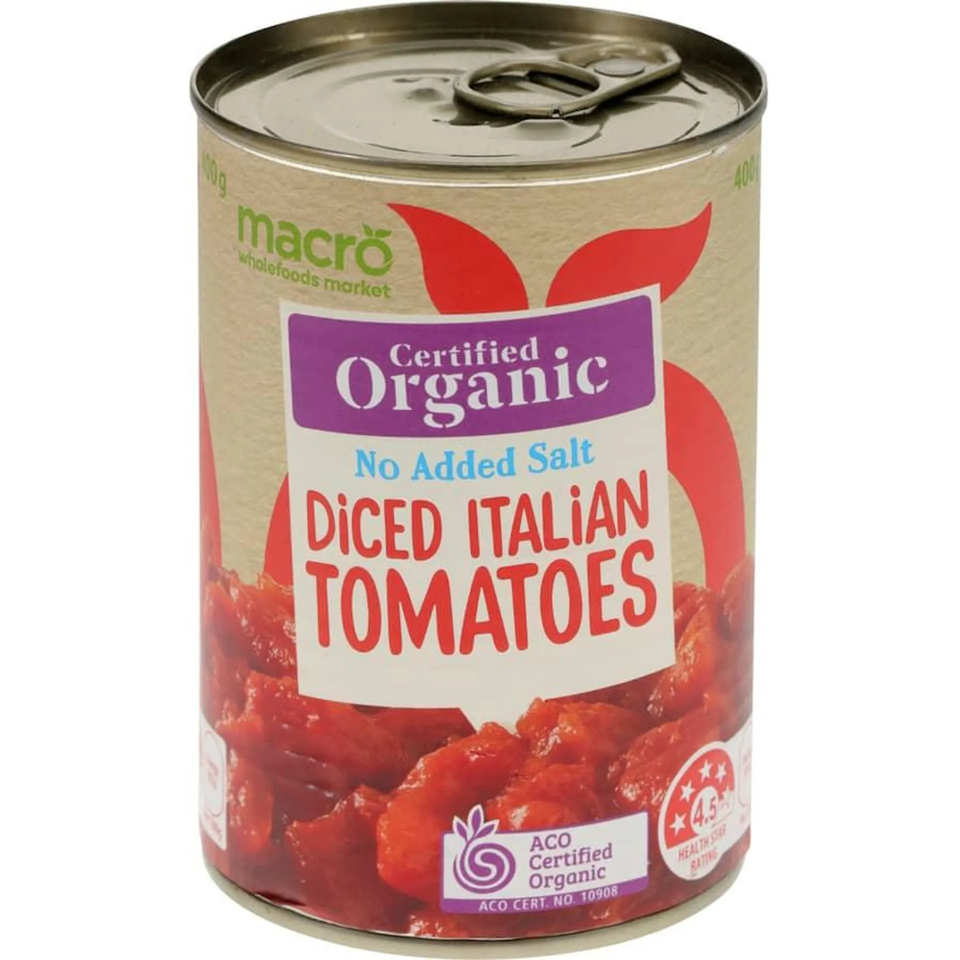 Macro Organic Diced Tomatoes Italian No Added Salt
