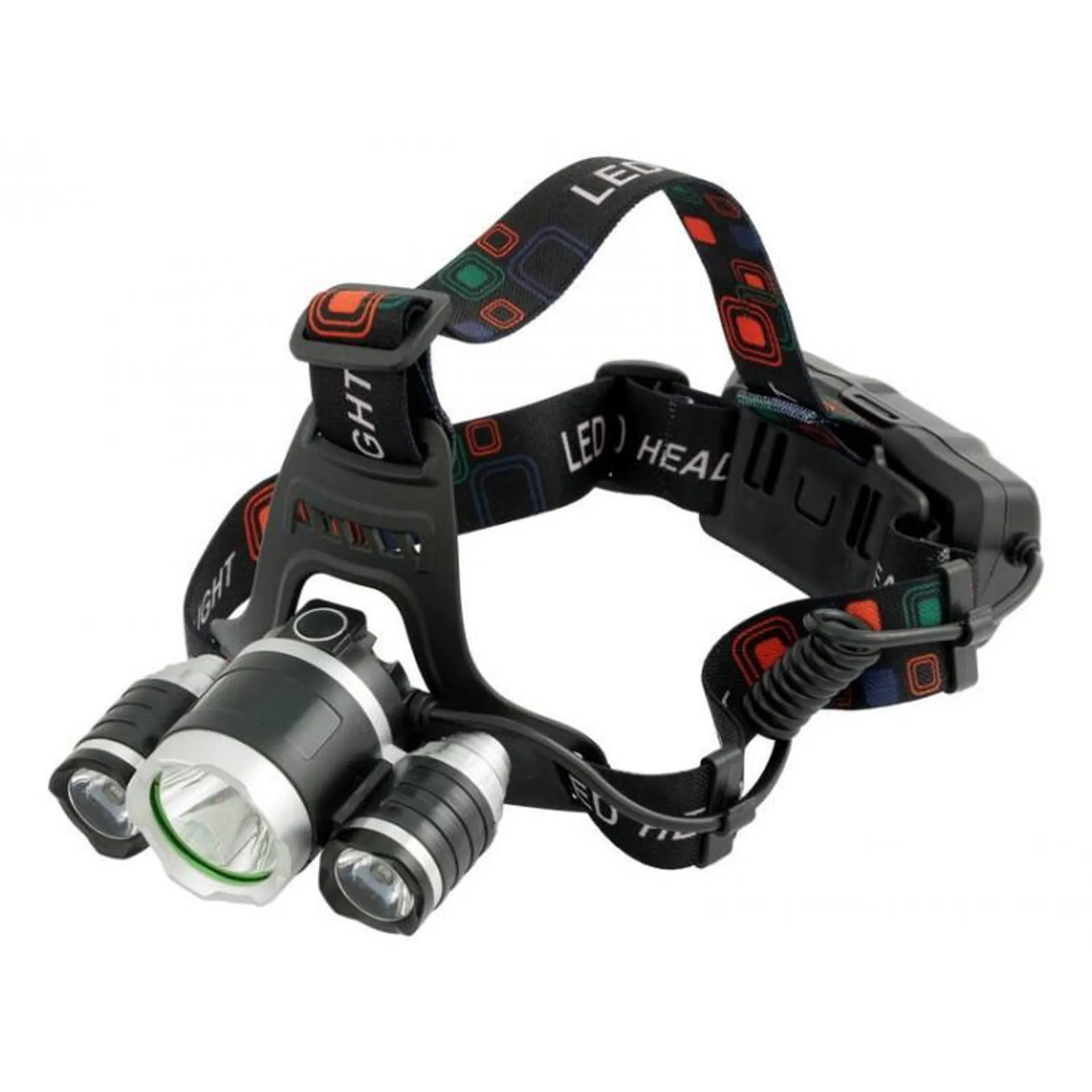 High Power Zoom Headlamp Torch - 3 LED Bulbs - Rechargeable