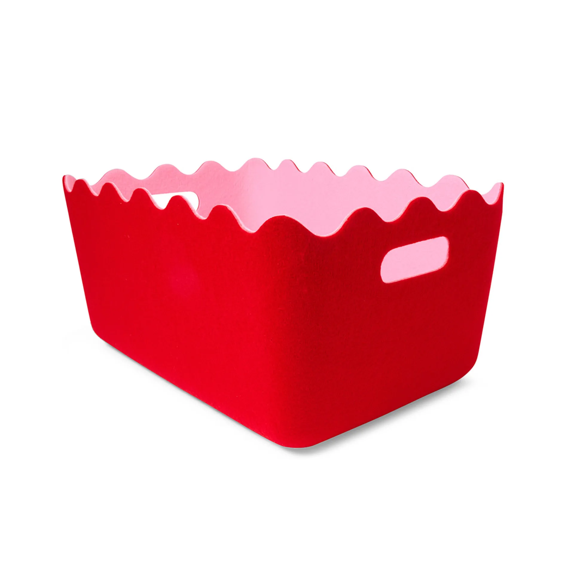 Two Tone Wave Felt Basket - Red