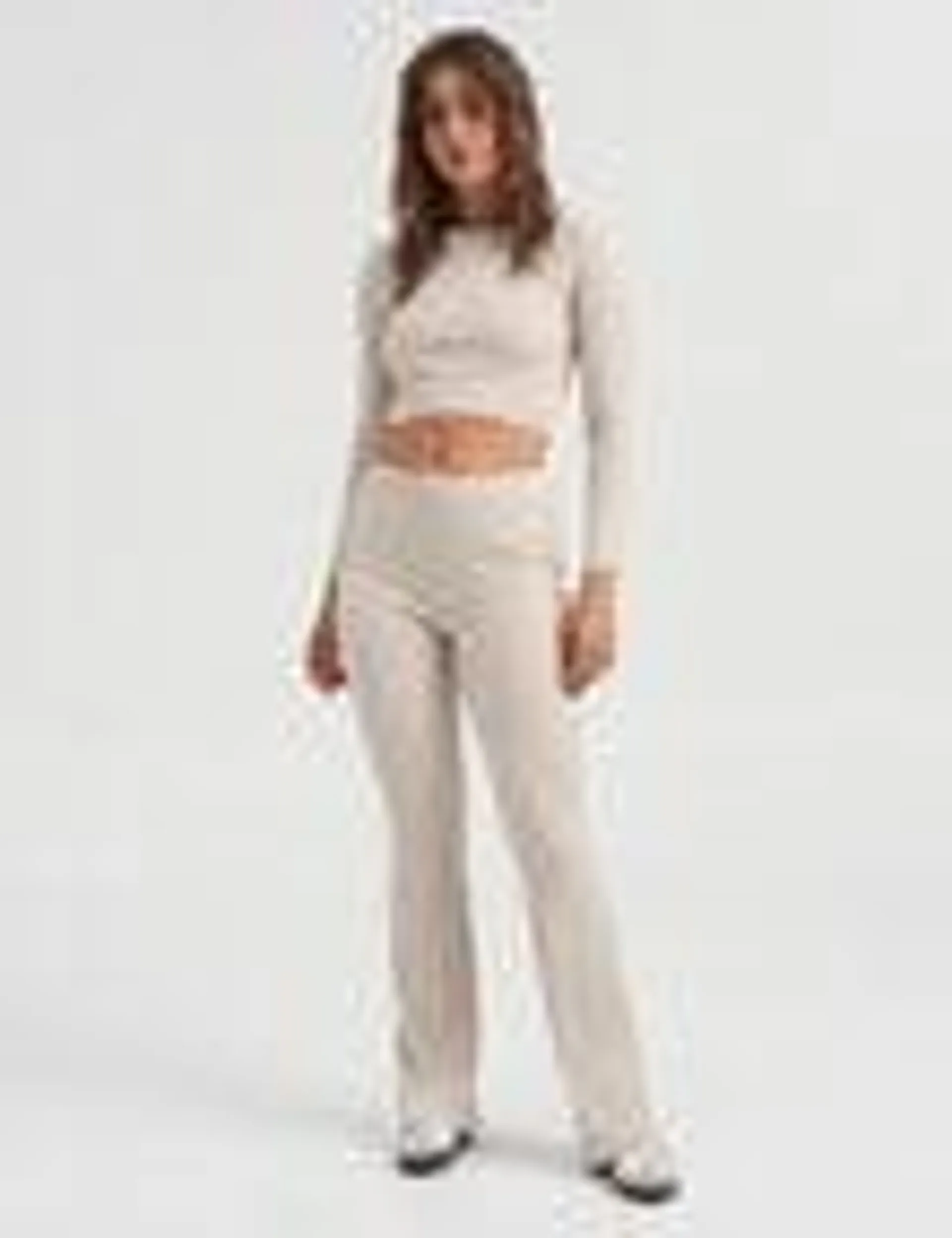 ONLY Jenna Life Knit Flare Pants, Pumice Stone