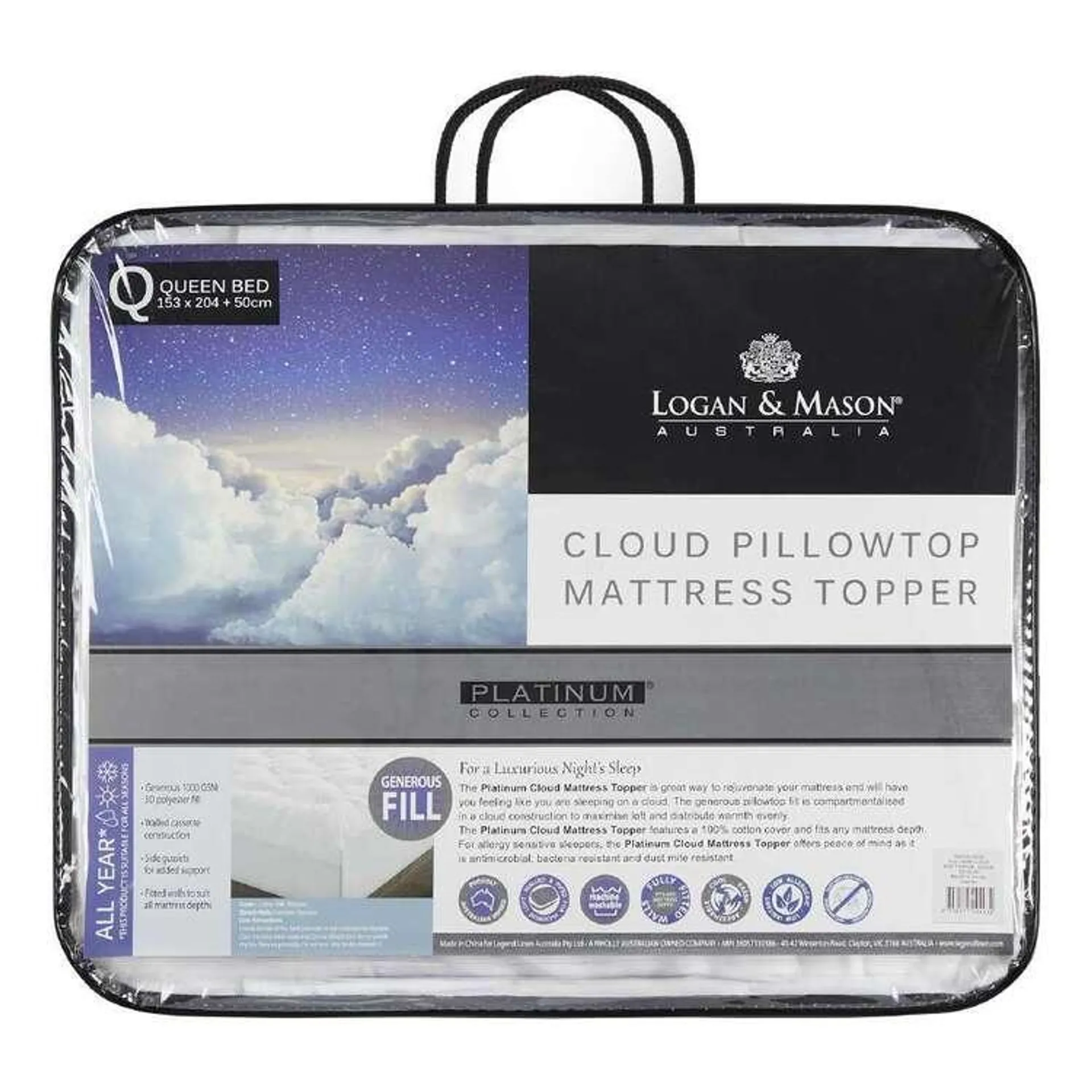 Logan & Mason Platinum Cloud Mattress Topper White