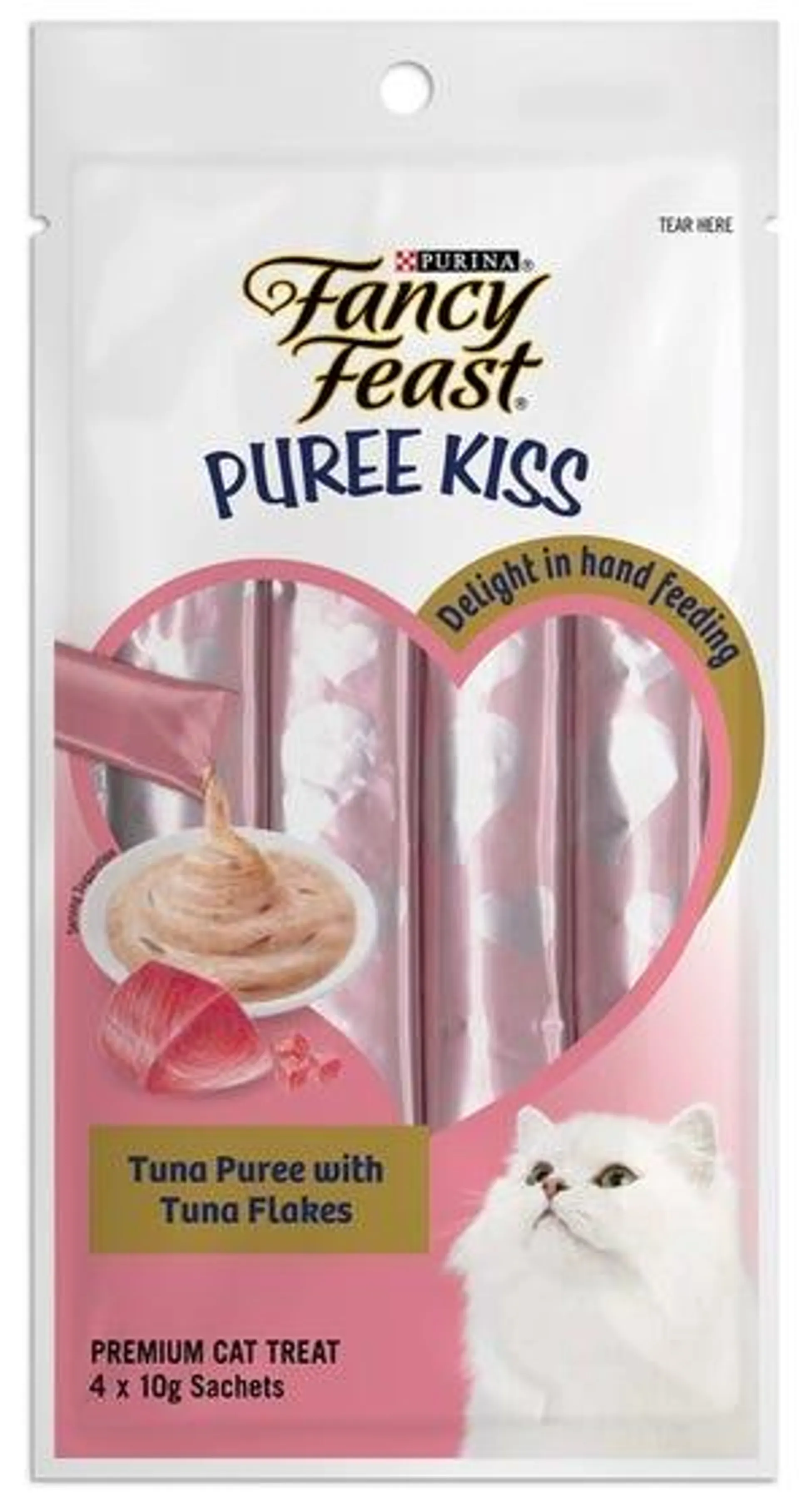 Fancy Feast Puree Kiss Tuna With Tuna Flakes Cat Treat 4 X 10g