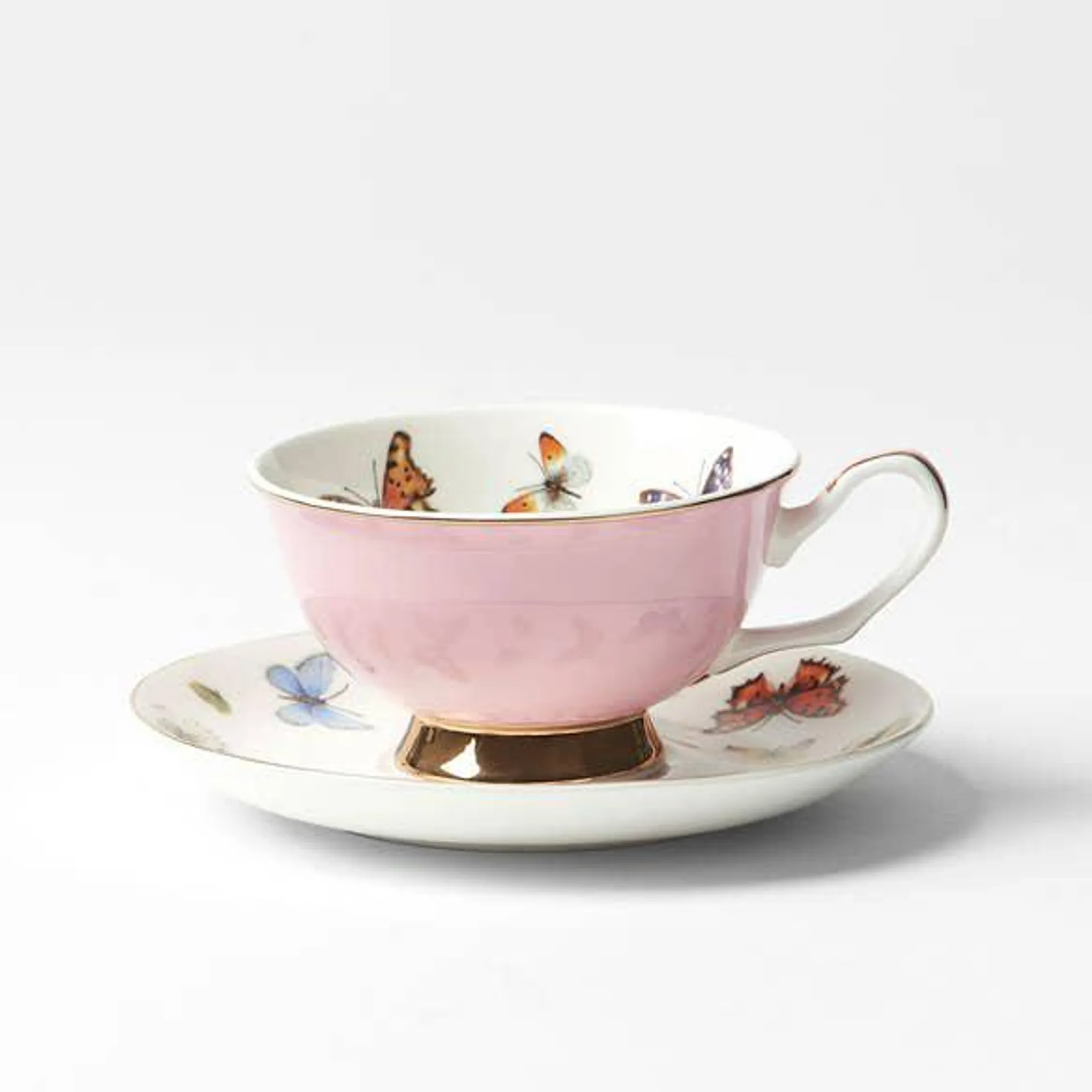 Miss Butterflies Teacup And Saucer - Pink