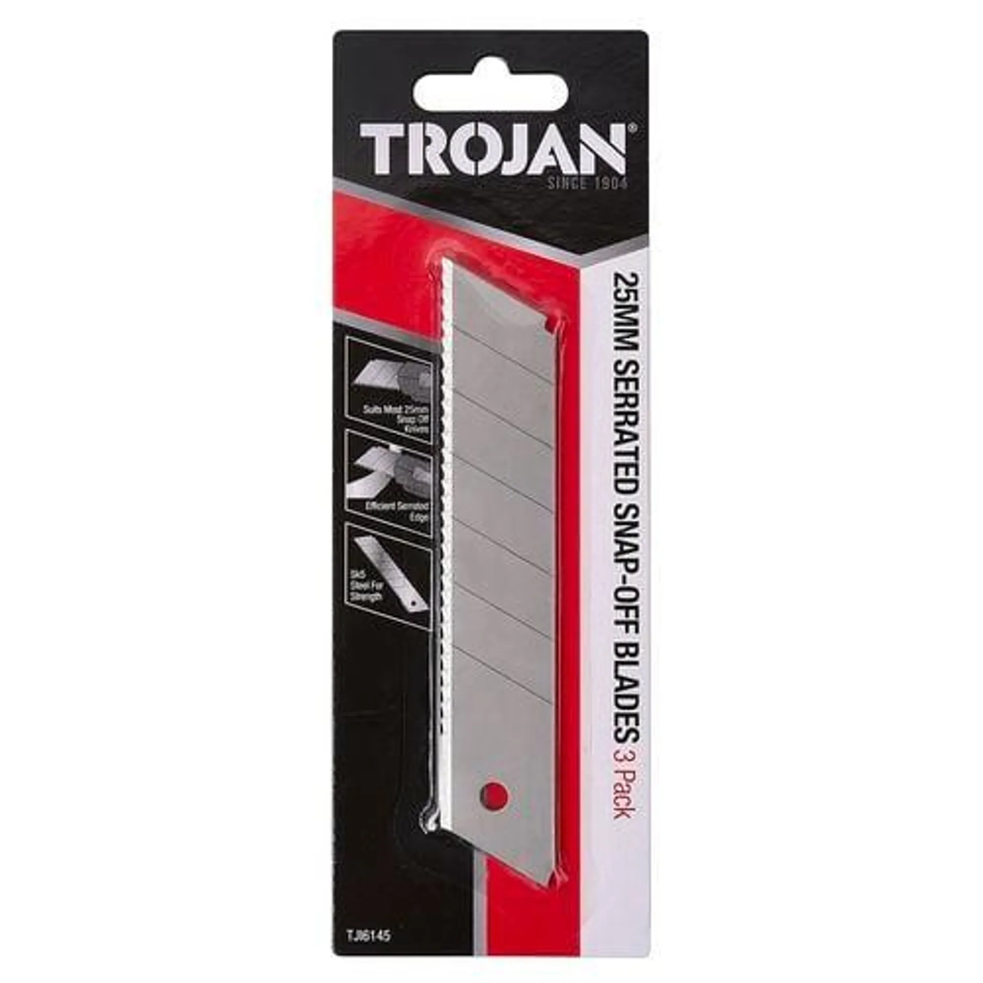 Trojan 25mm Serrated Snap Off Blades - 3 Pack