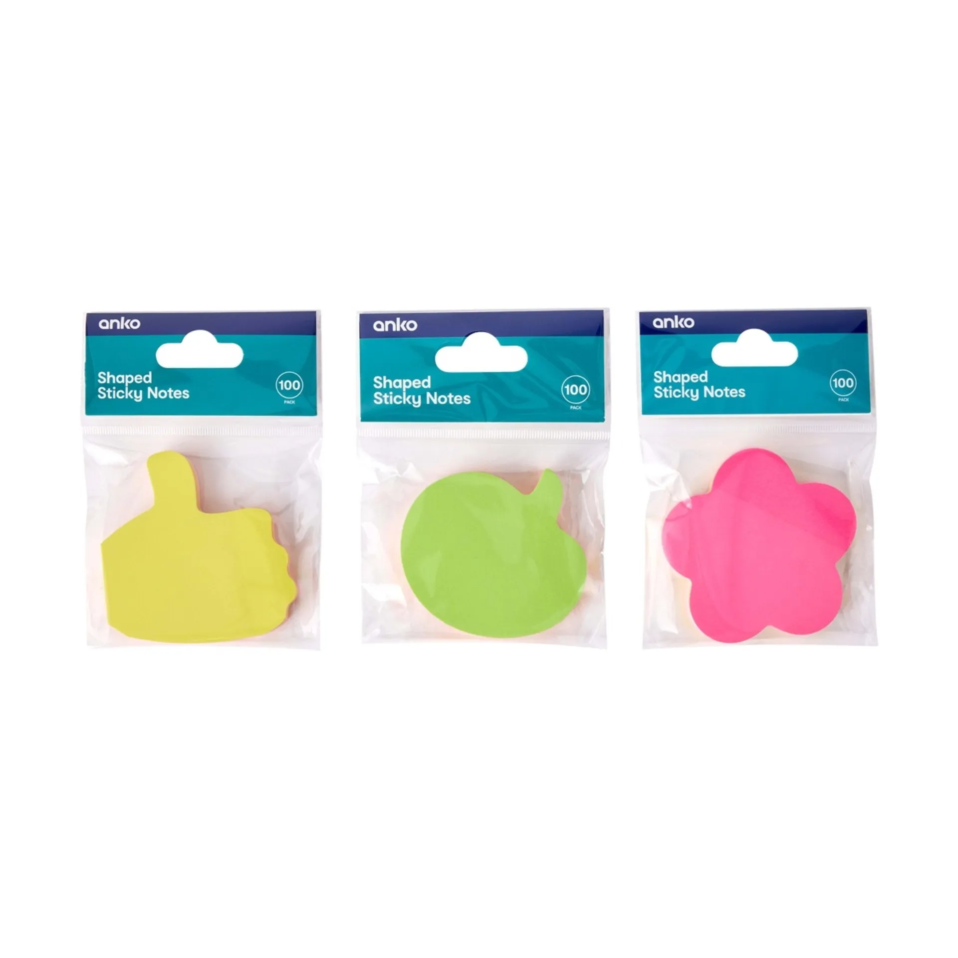 100 Pack Shaped Sticky Notes - Assorted